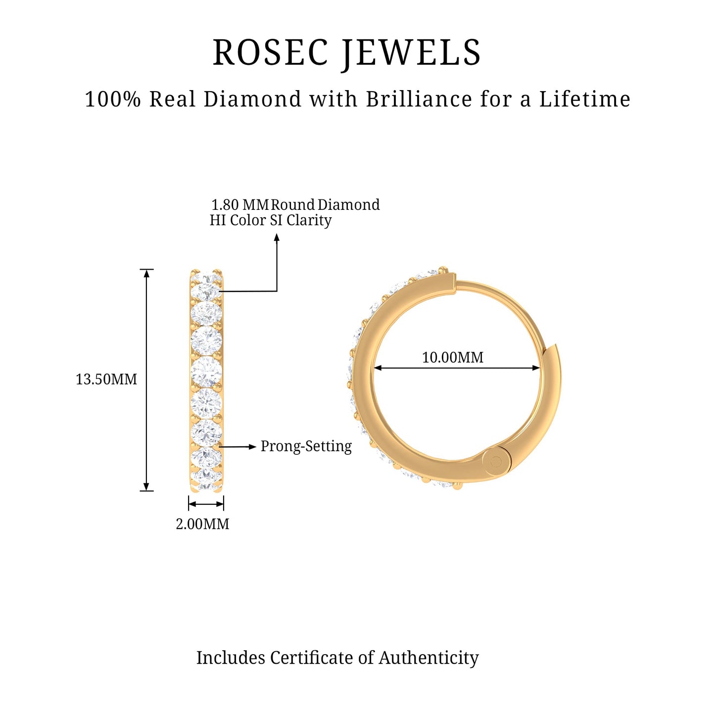 Certified Diamond Small Hoop Earrings