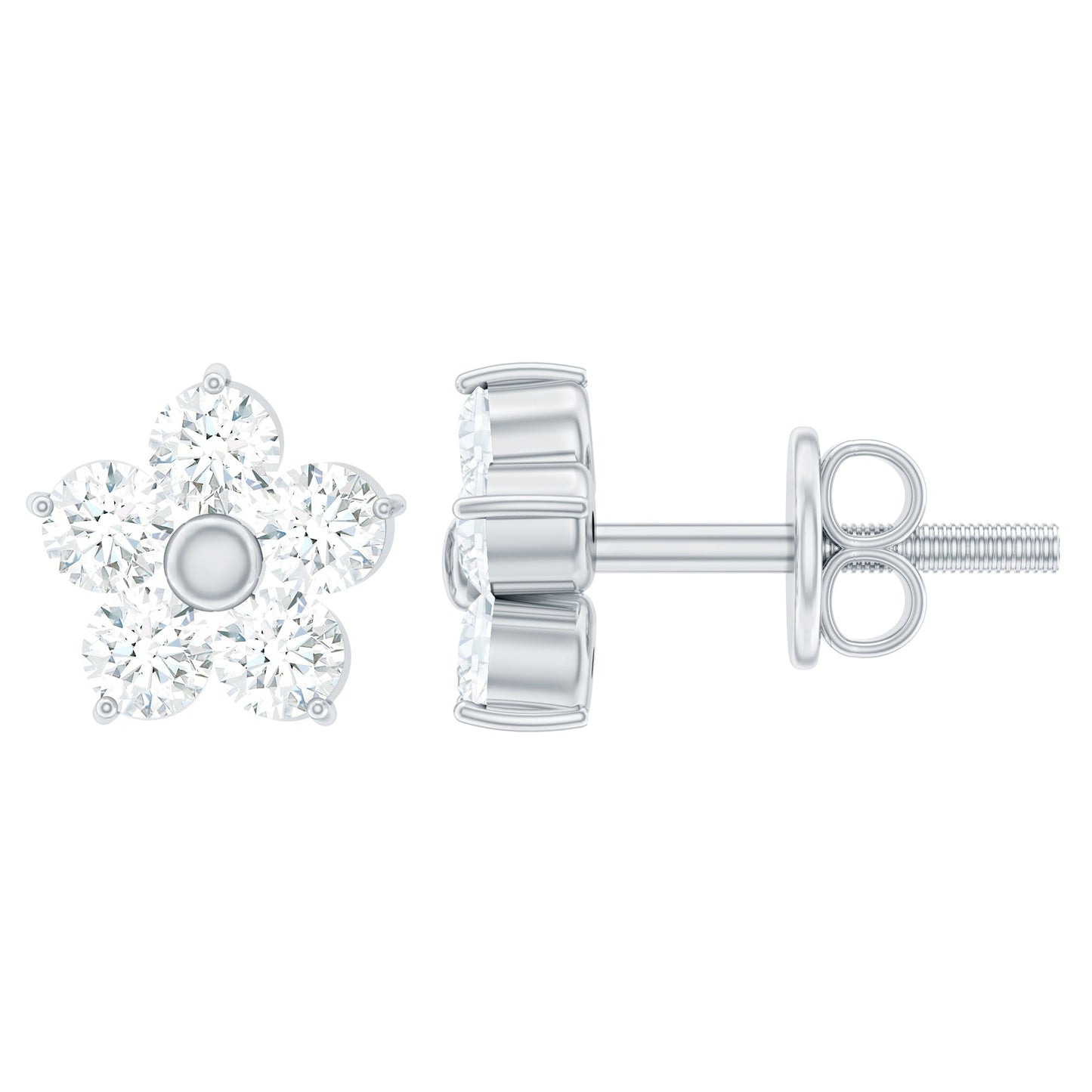 Natural Diamond Flower Stud Earrings
