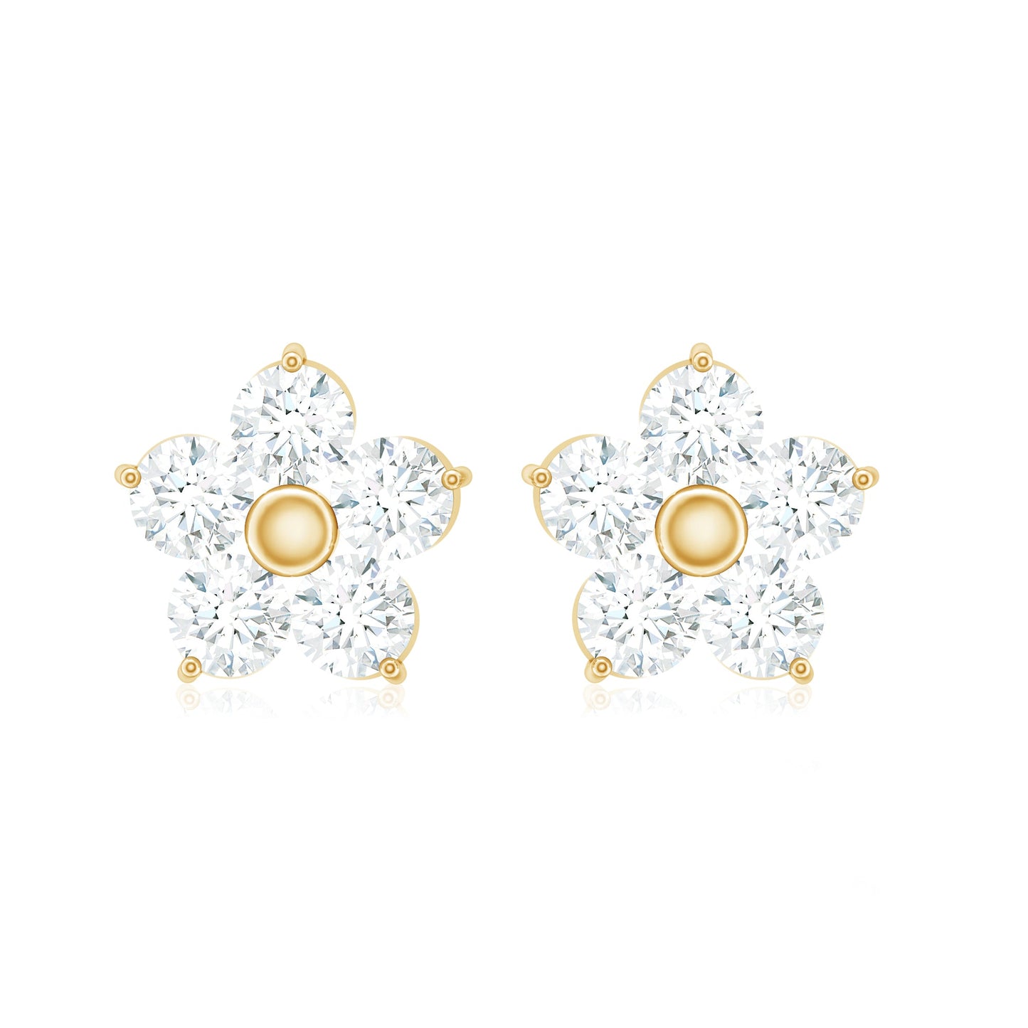 Natural Diamond Flower Stud Earrings