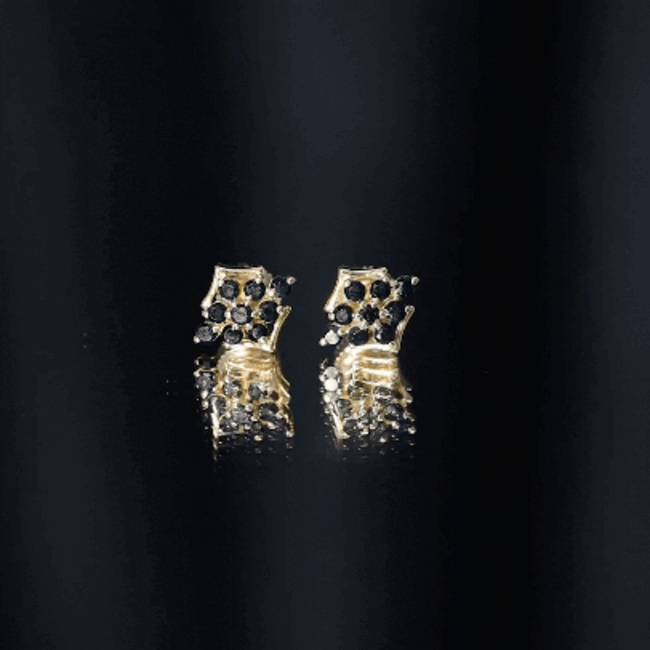 Art Deco Inspired Black Onyx Cluster Stud Earrings for Women