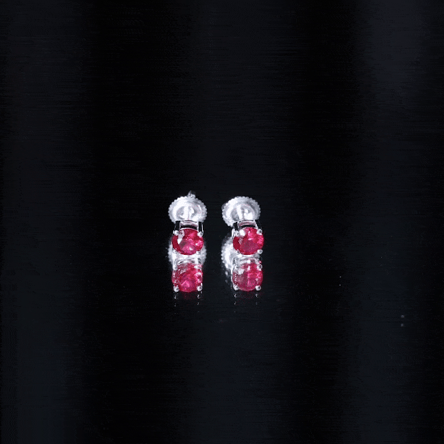 Round Shape Lab Grown Ruby Solitaire Stud Earrings