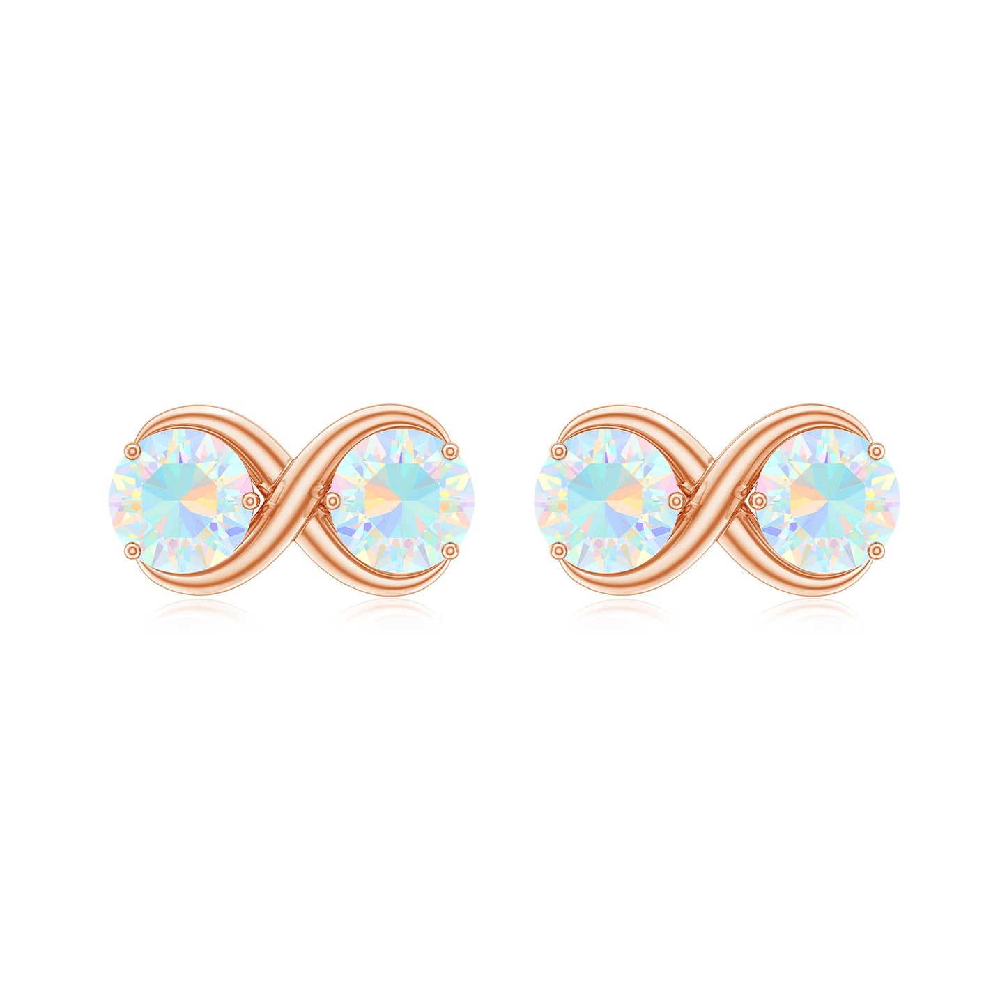 1 CT Simple Ethiopian Opal Two Stone Infinity Stud Earrings