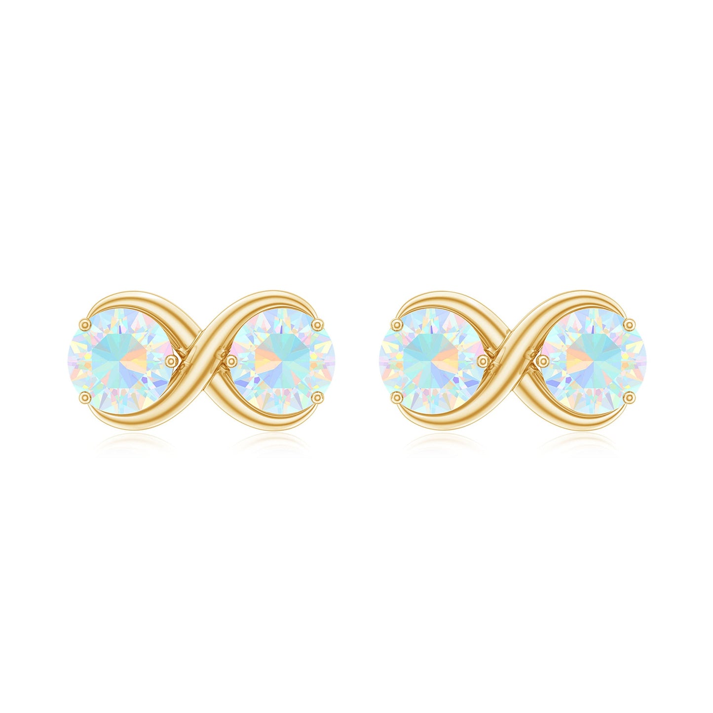 1 CT Simple Ethiopian Opal Two Stone Infinity Stud Earrings