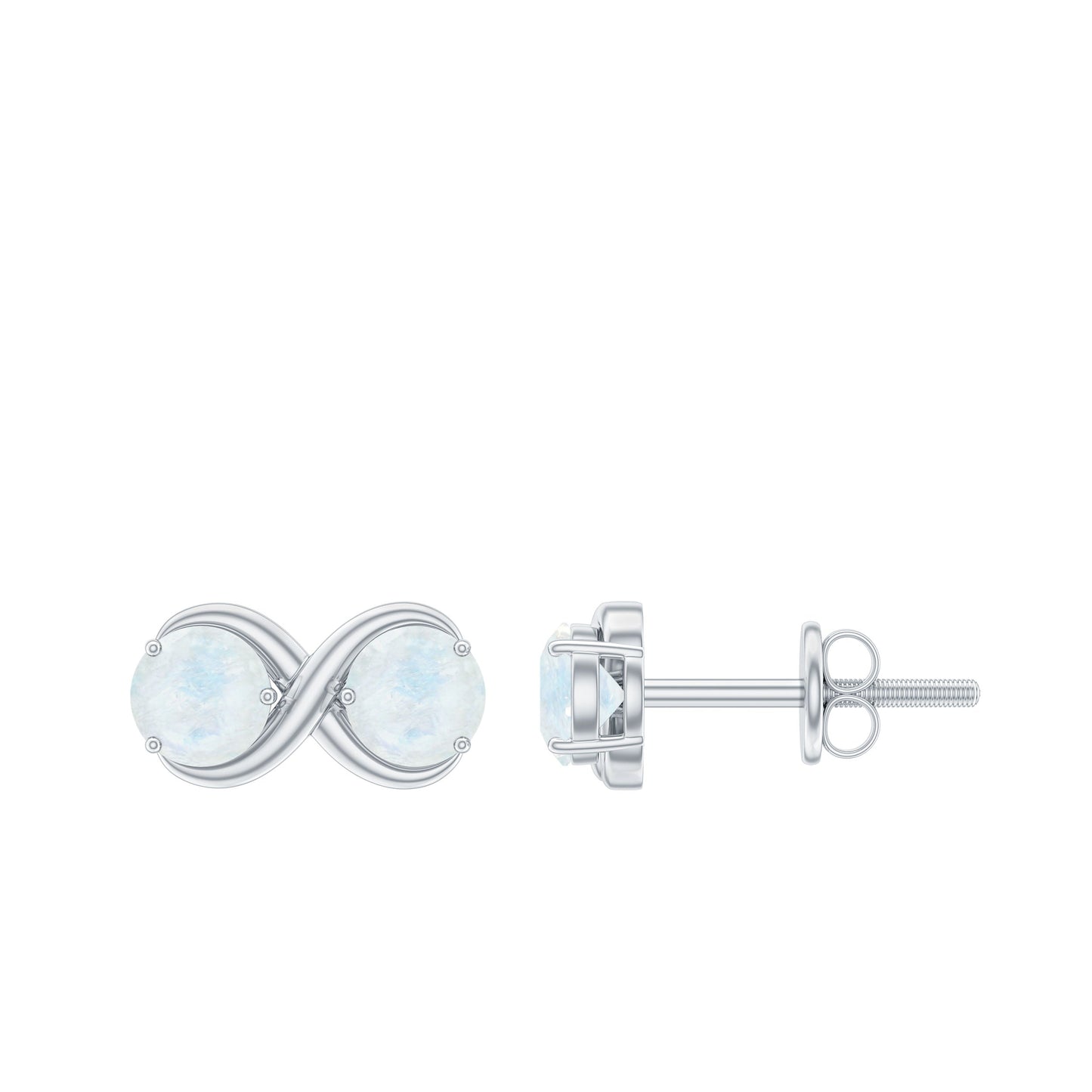 1.4 Carat Simple Moonstone Two Stone Infinity Stud Earrings