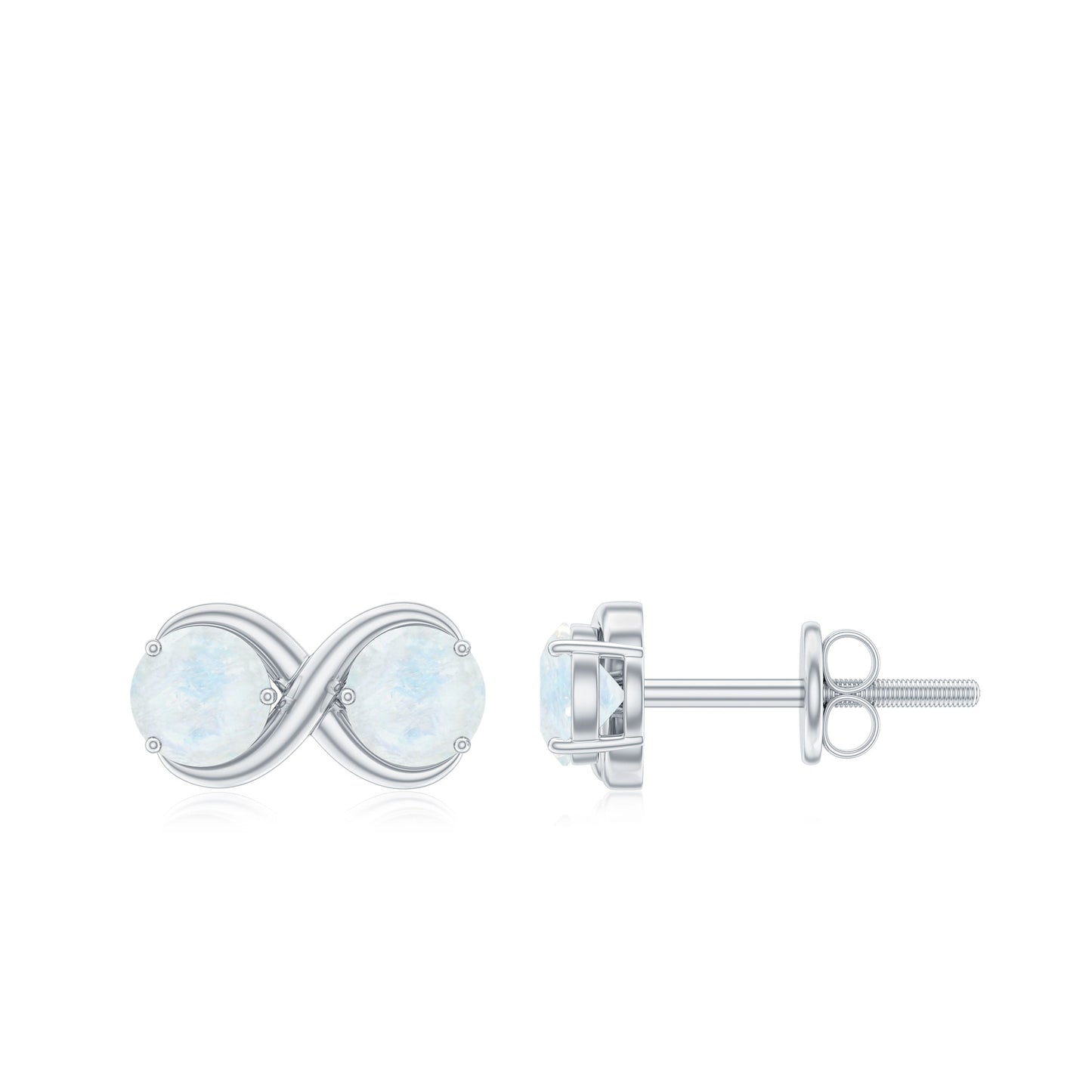 1.4 Carat Simple Moonstone Two Stone Infinity Stud Earrings