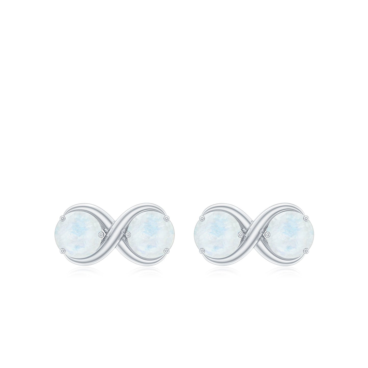 1.4 Carat Simple Moonstone Two Stone Infinity Stud Earrings