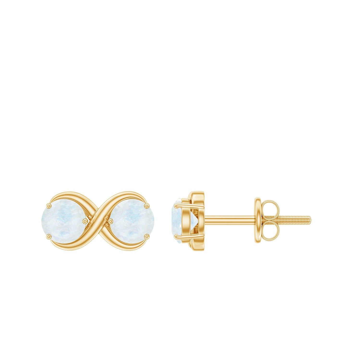 1.4 Carat Simple Moonstone Two Stone Infinity Stud Earrings