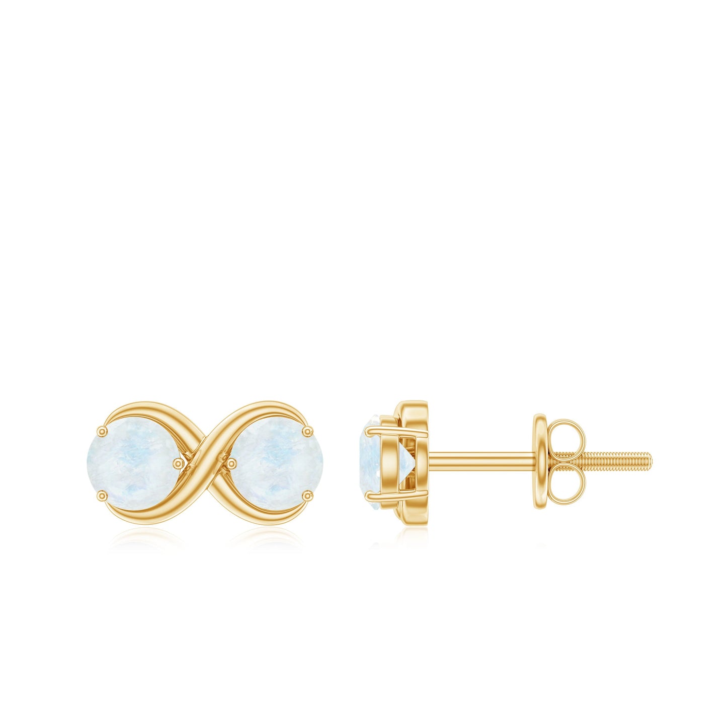 1.4 Carat Simple Moonstone Two Stone Infinity Stud Earrings