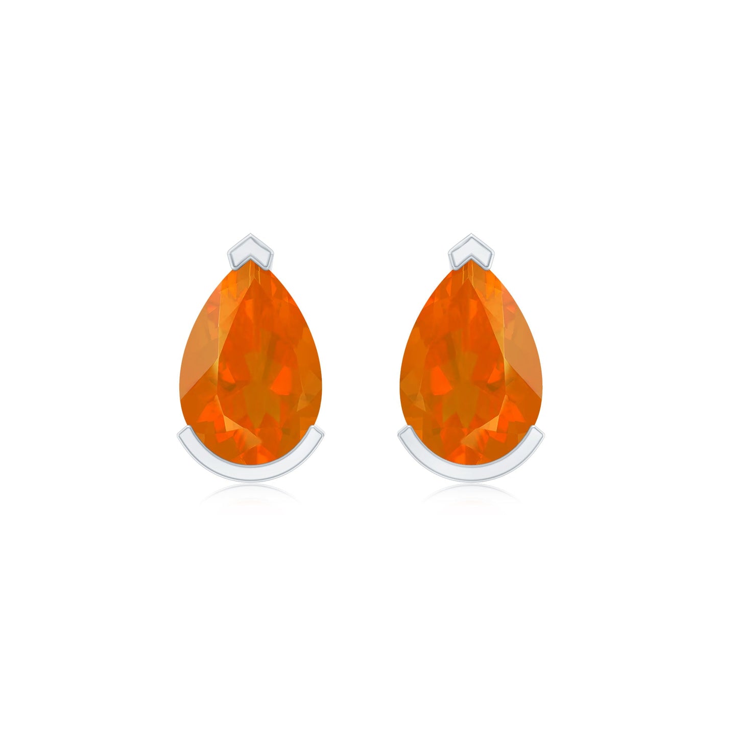 Natural 1 Carat Fire Opal Teardrop Stud Earrings