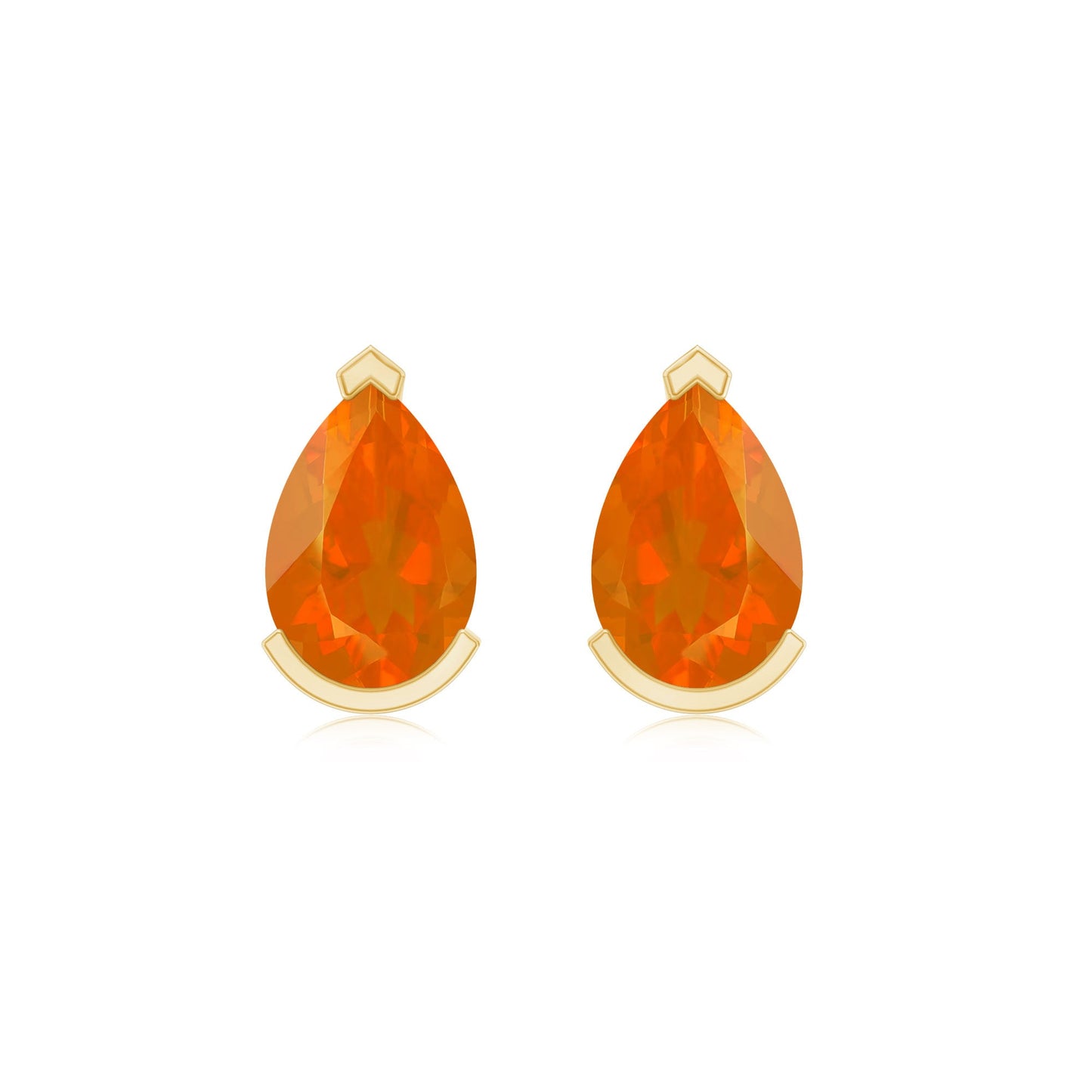 Natural 1 Carat Fire Opal Teardrop Stud Earrings