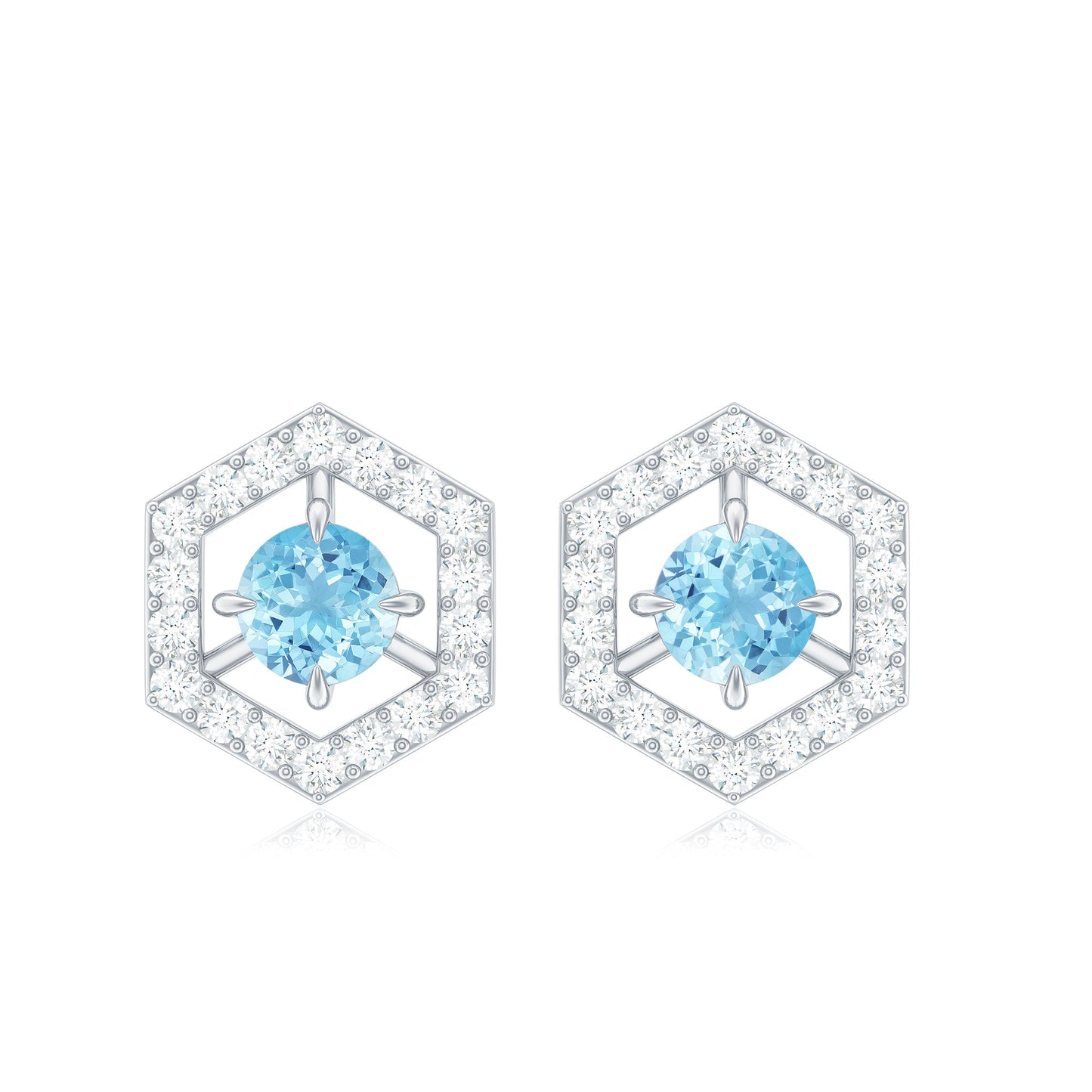 Natural Aquamarine Everyday Earrings with Diamond