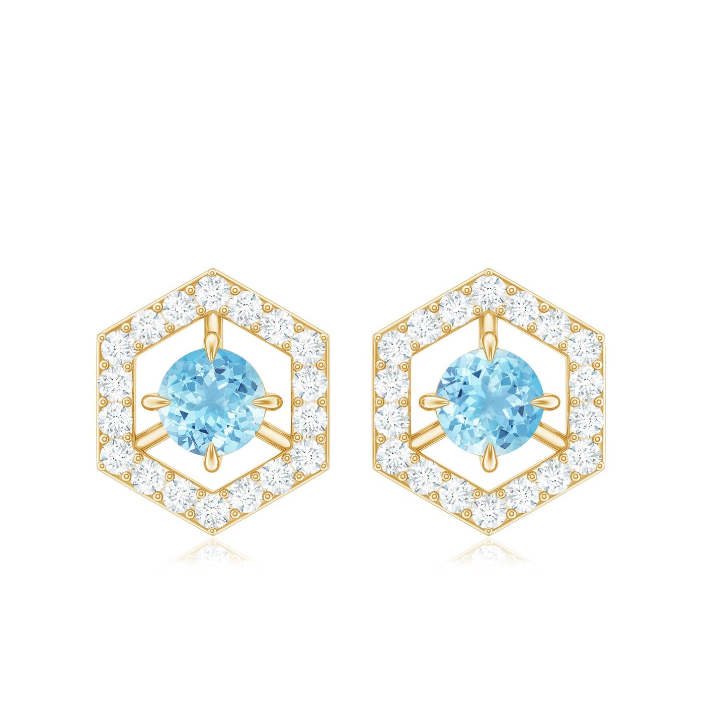 Natural Aquamarine Everyday Earrings with Diamond