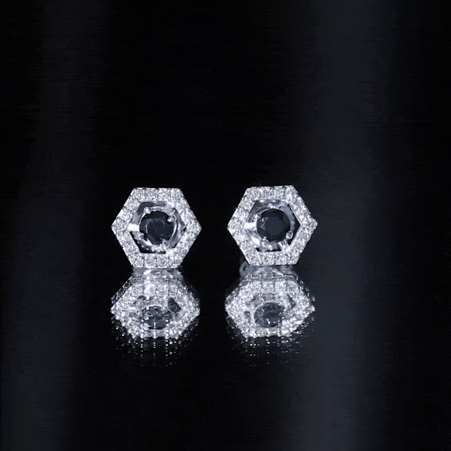 Lab Created Black Diamond and Diamond Geometric Stud Earrings