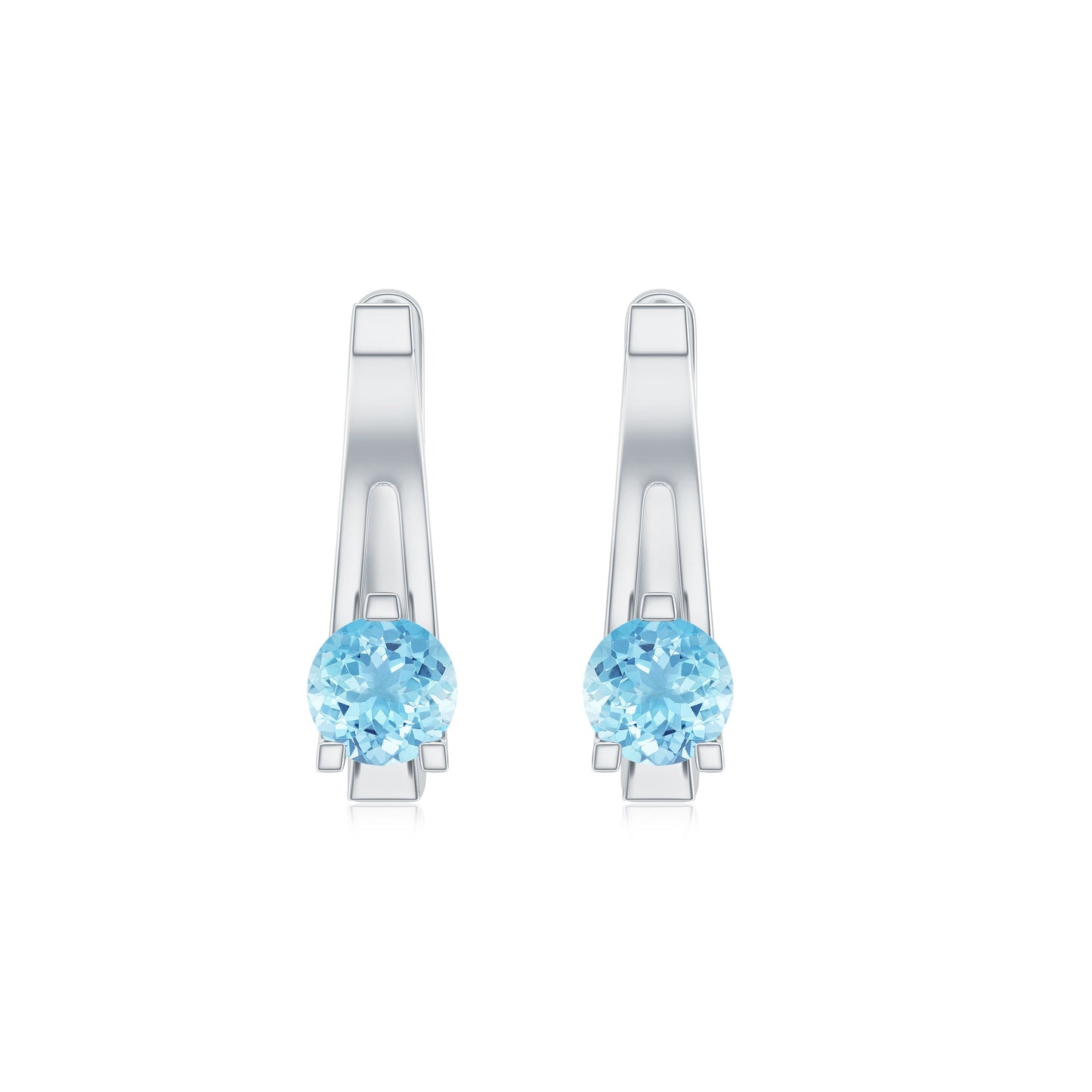 Natural Aquamarine J Hoop Earrings with Certificate