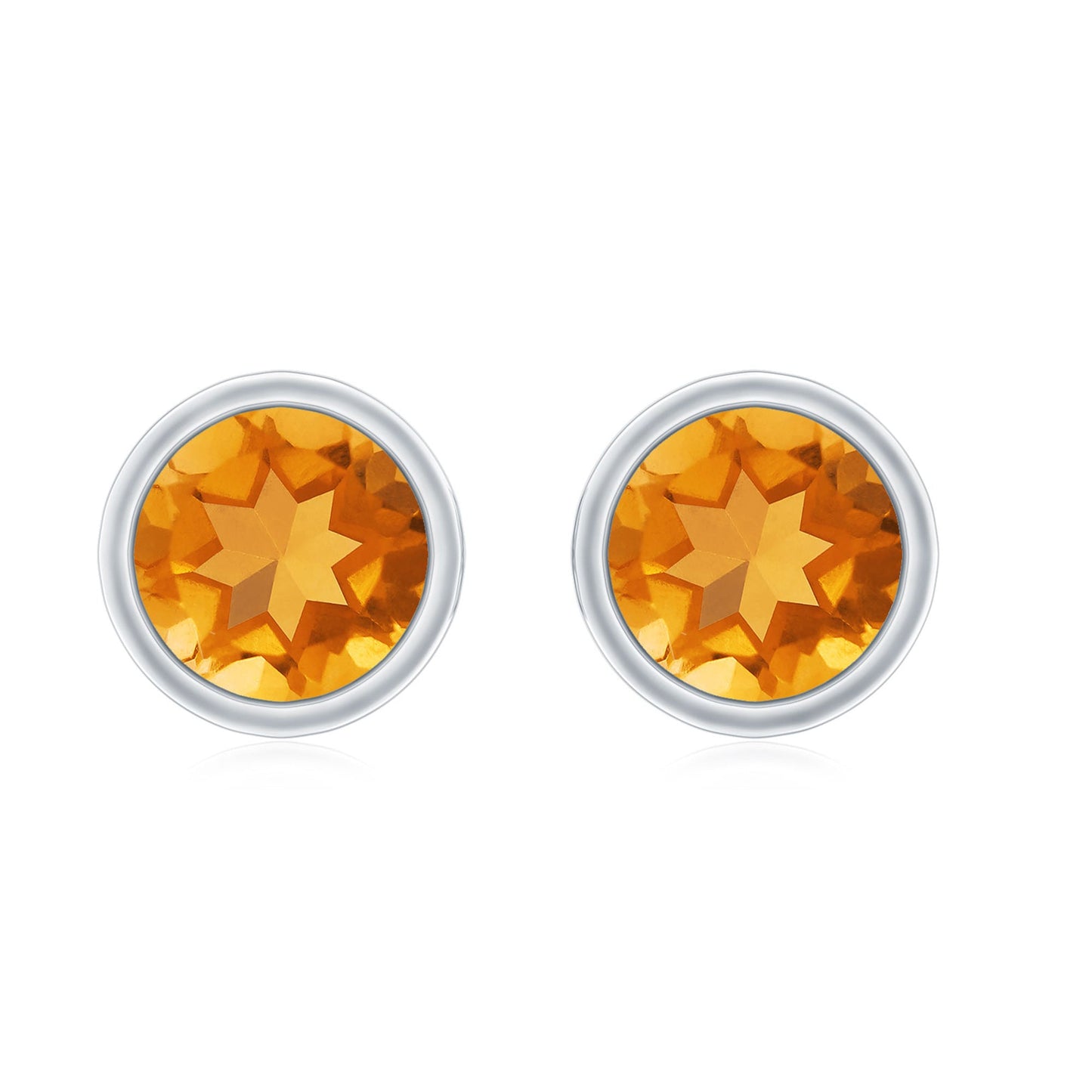Solitaire 1 Carat Citrine Stud Earrings in Bezel Setting