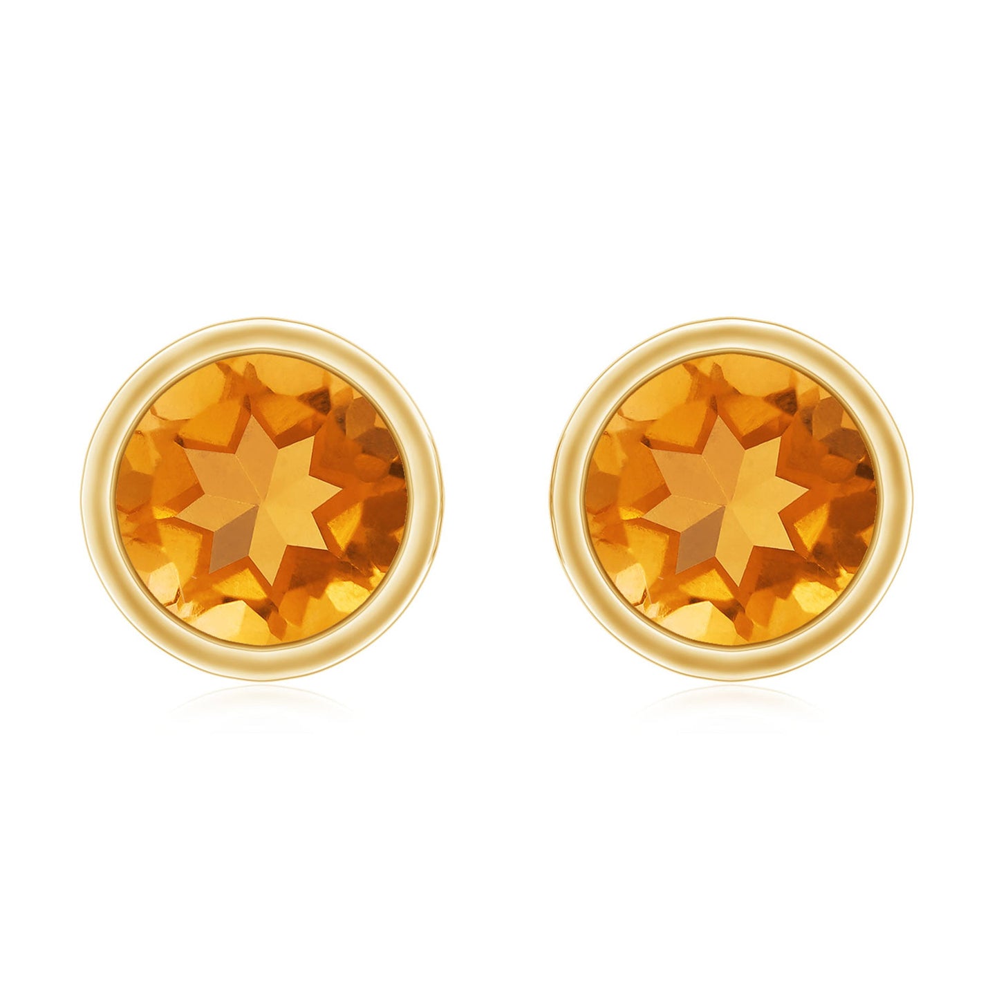 Solitaire 1 Carat Citrine Stud Earrings in Bezel Setting