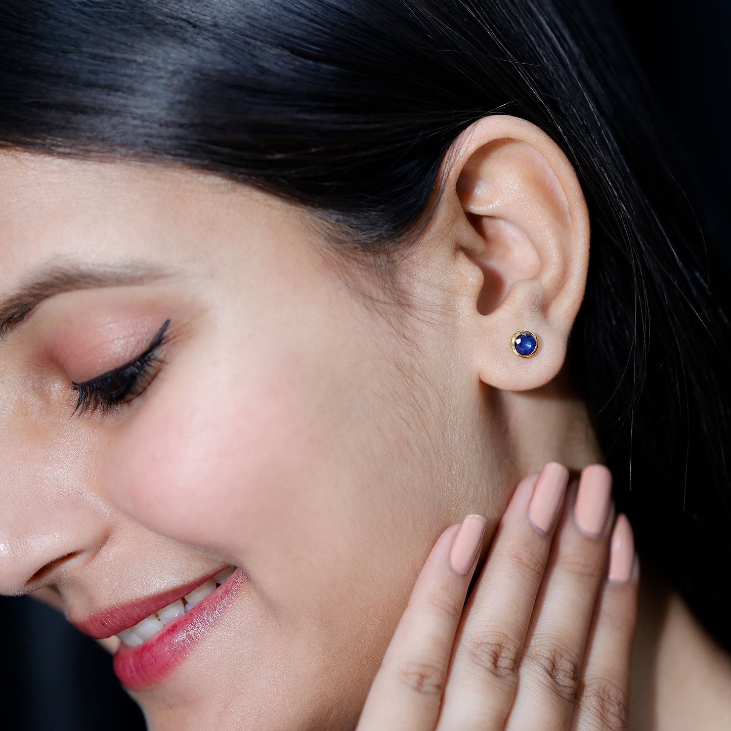 1.9 Carat Bezel Set Blue Sapphire Solitaire Stud Earrings