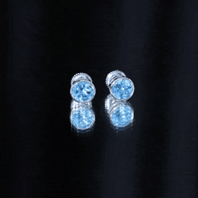Natural 1.6 Carat Aquamarine Stud Earrings in Bezel Setting