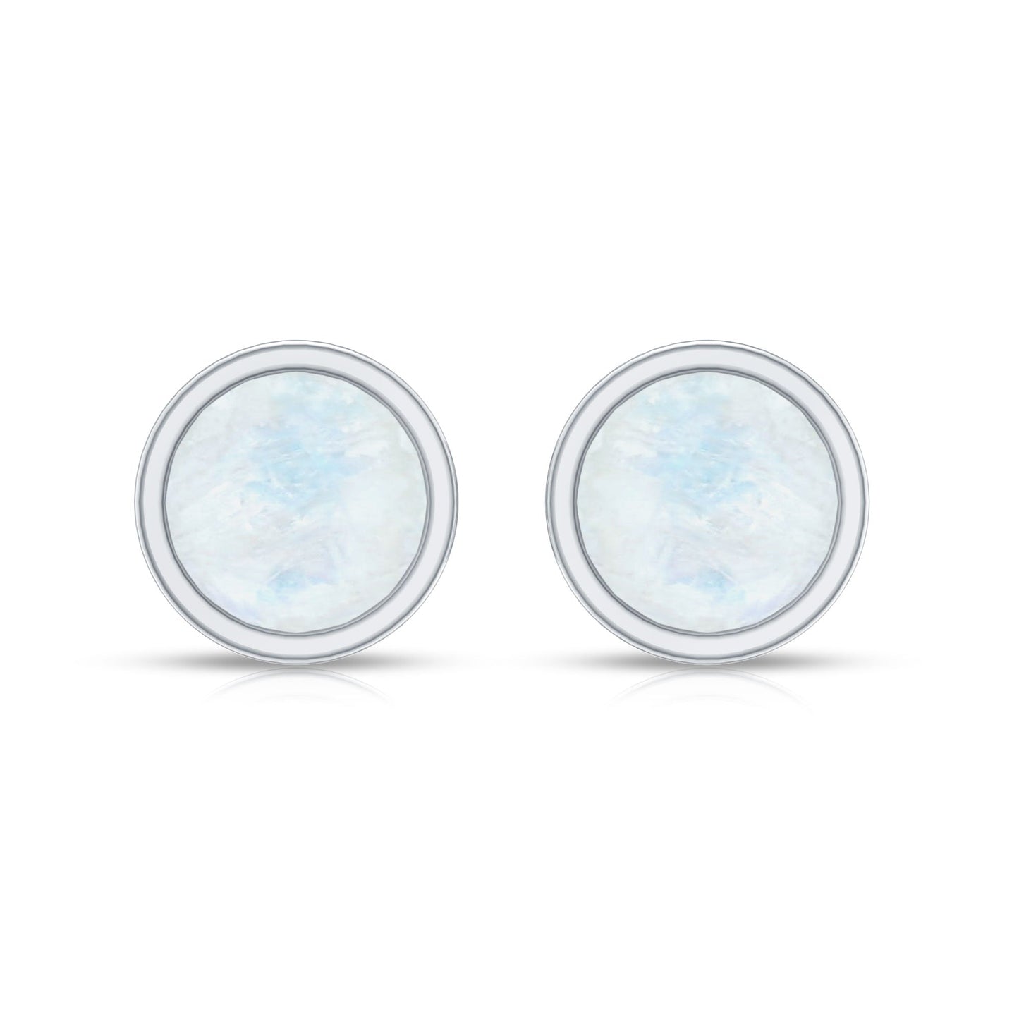 Real Moonstone Solitaire Stud Earrings in Bezel Setting