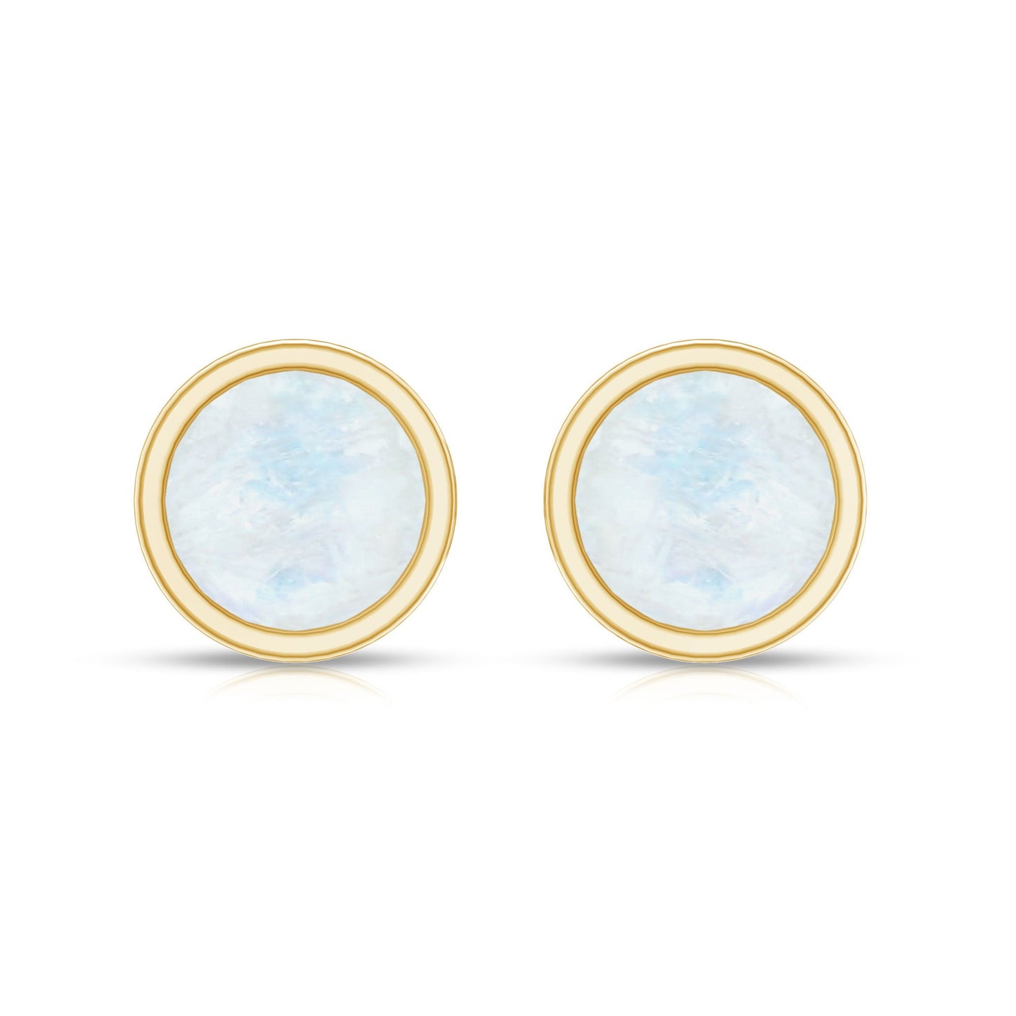 Real Moonstone Solitaire Stud Earrings in Bezel Setting