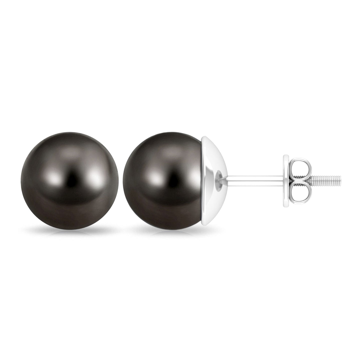 15 Carat Elegant Tahitian Pearl Solitaire Stud Earrings in Bead Set