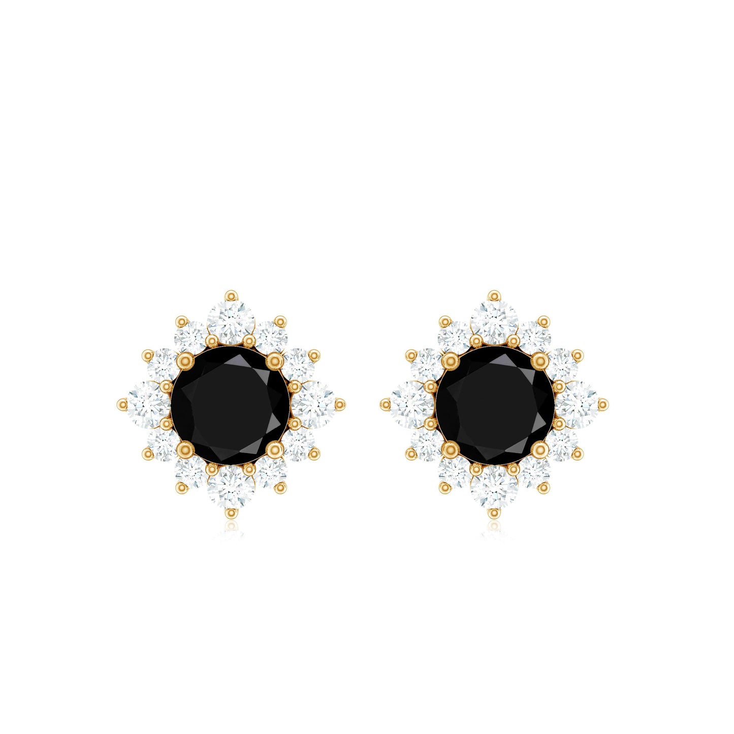 Round Lab Grown Black and White Diamond Halo Stud Earrings
