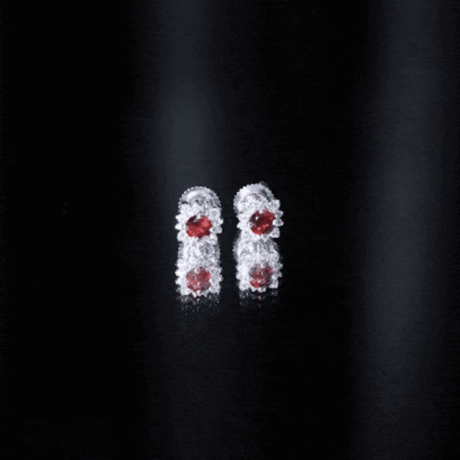 0.6 Carat Garnet Classic Stud Earrings with Diamond Halo