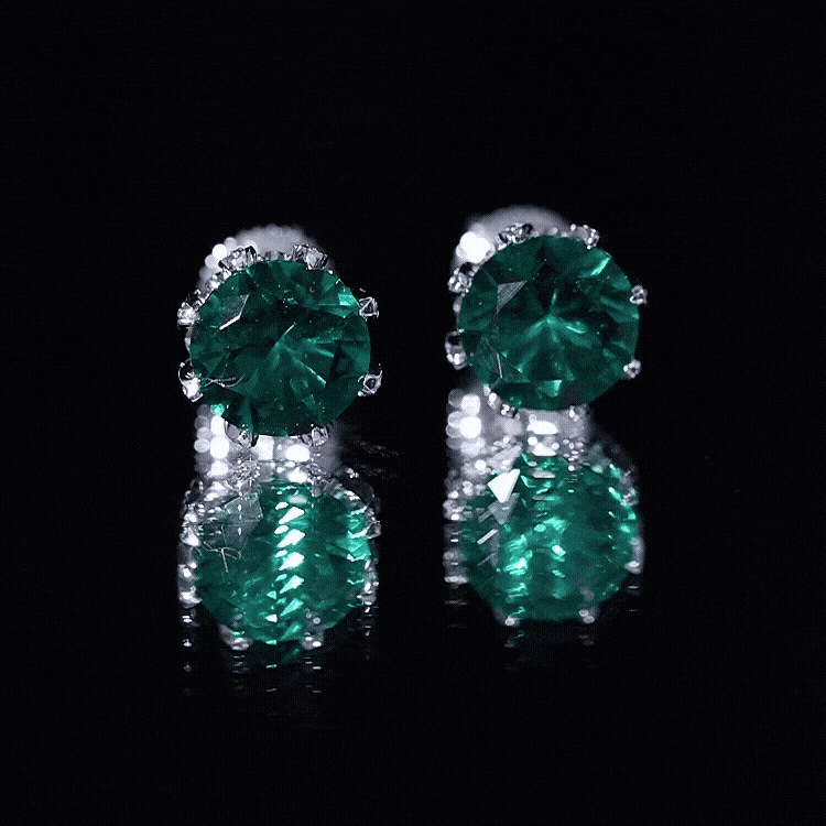 4.3 Carat Certified Lab Created Emerald Floral Stud Earrings