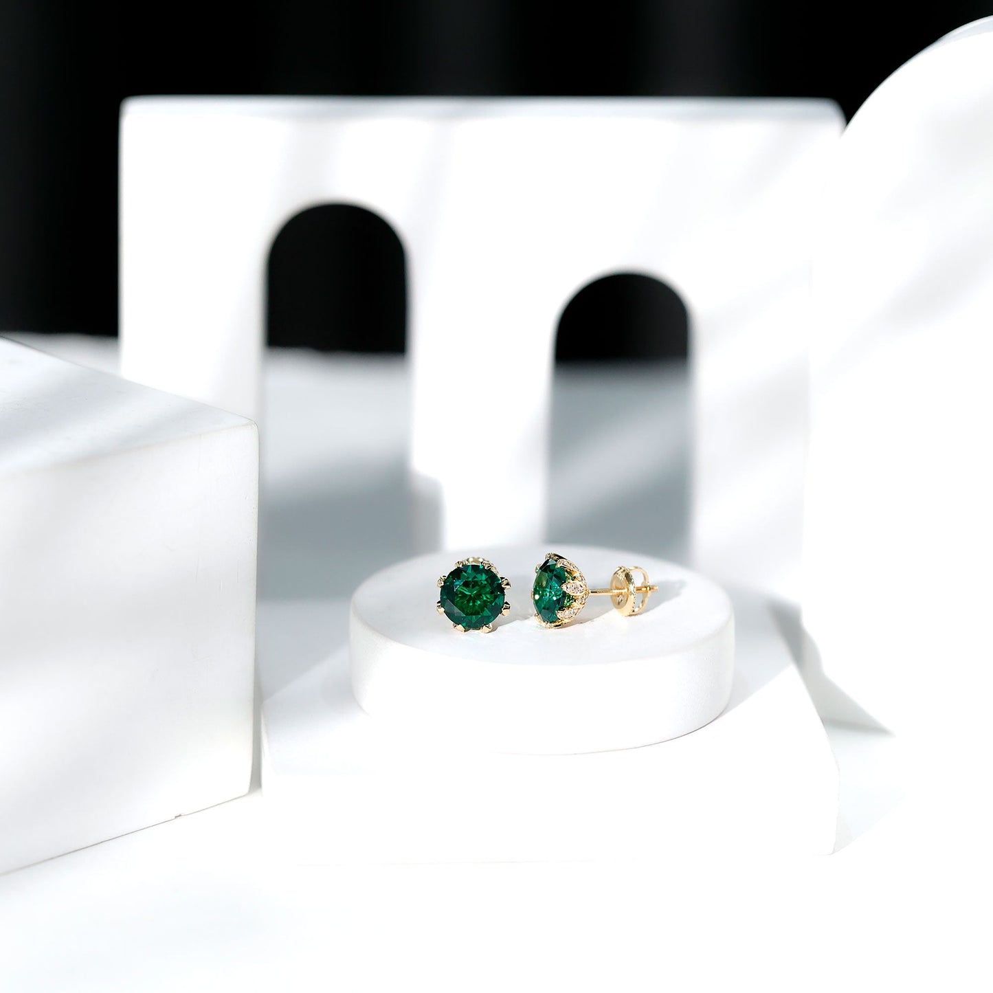 4.3 Carat Certified Lab Created Emerald Floral Stud Earrings