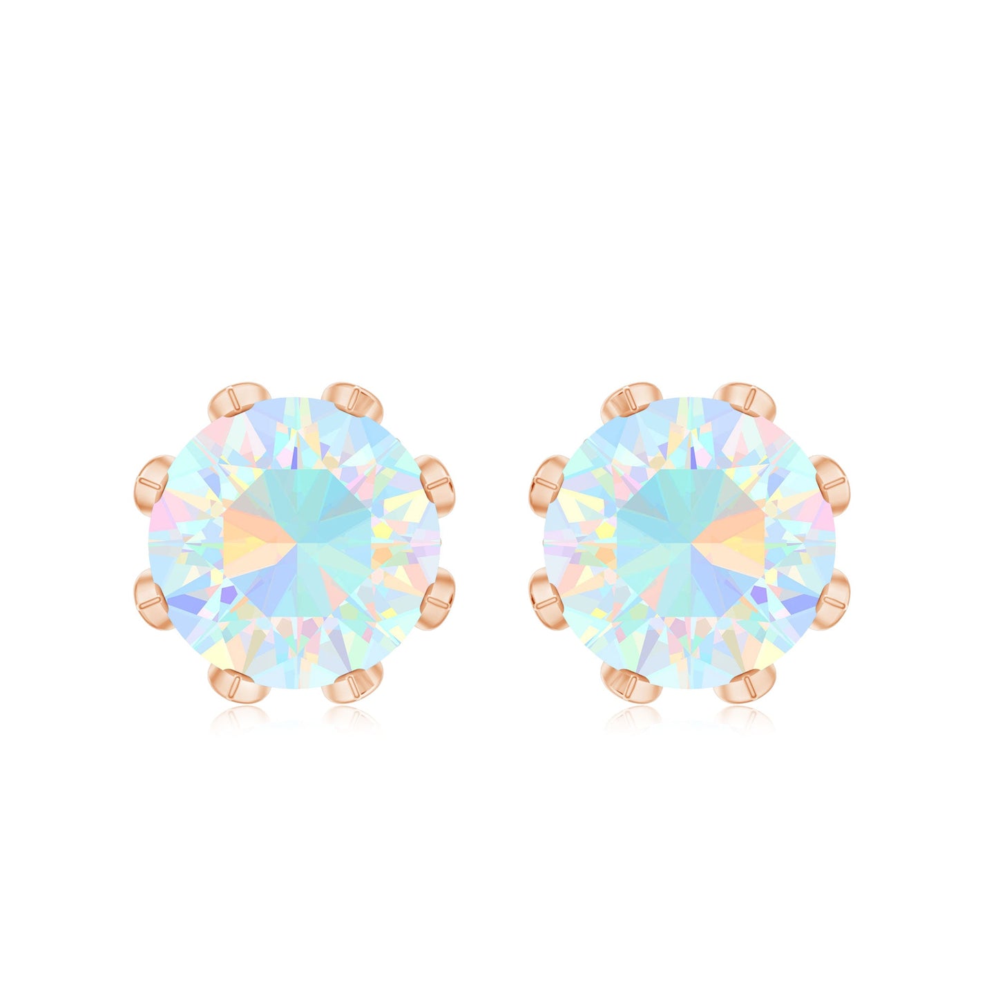Certified Genuine Ethiopian Opal Flower Earrings with Diamond