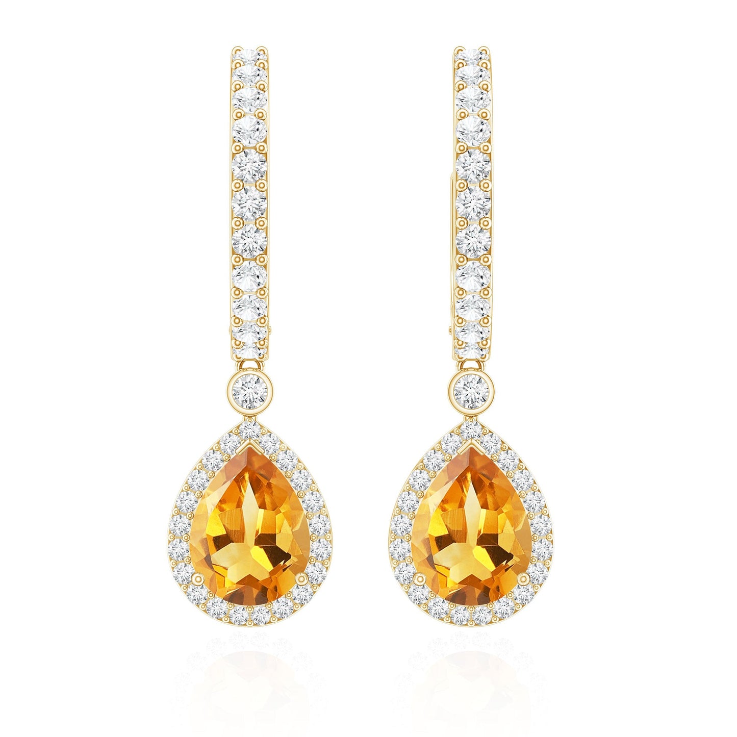Natural Citrine Teardrop Earrings with Hinged Hoop