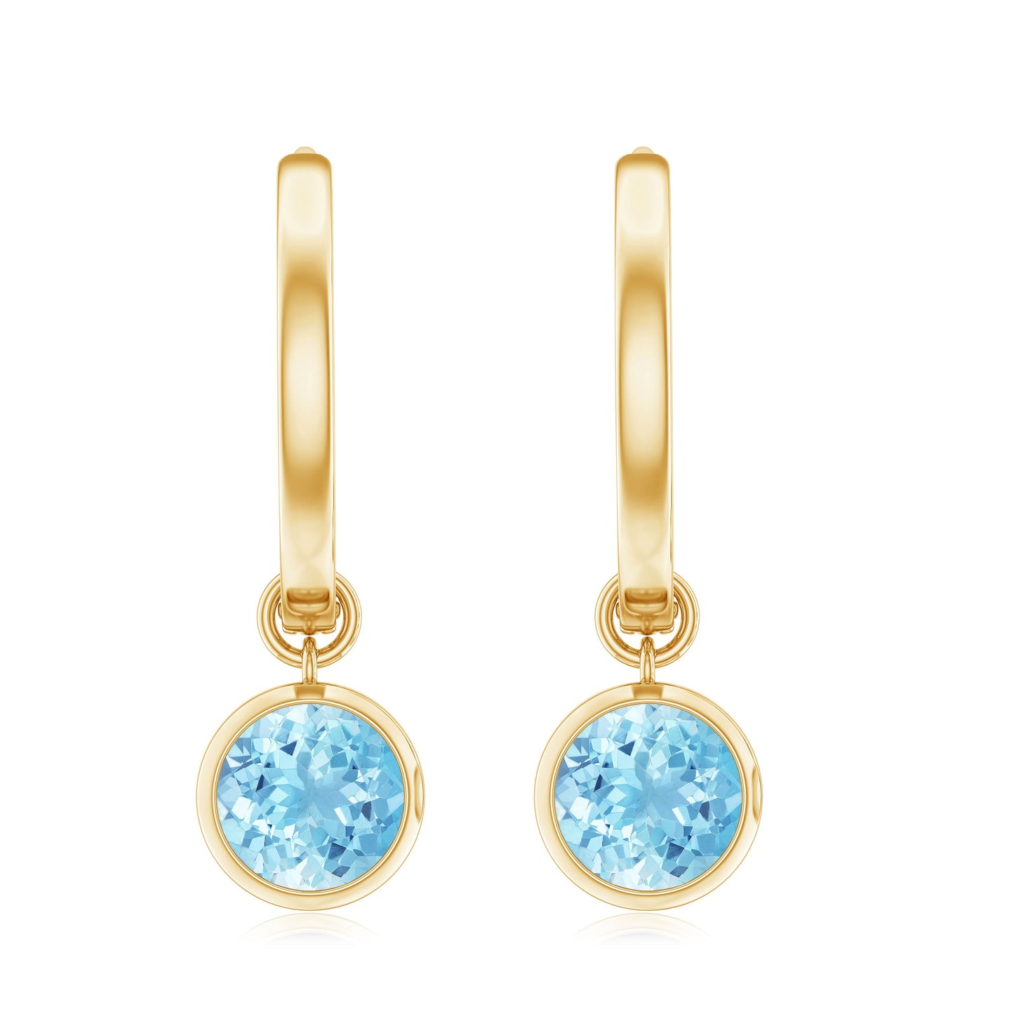 Natural Aquamarine Hoop Drop Earrings with Certificate