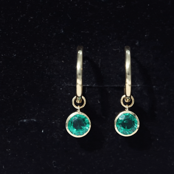 1.6 Carat Bezel Set Lab Grown Emerald Hinged Hoop Earrings