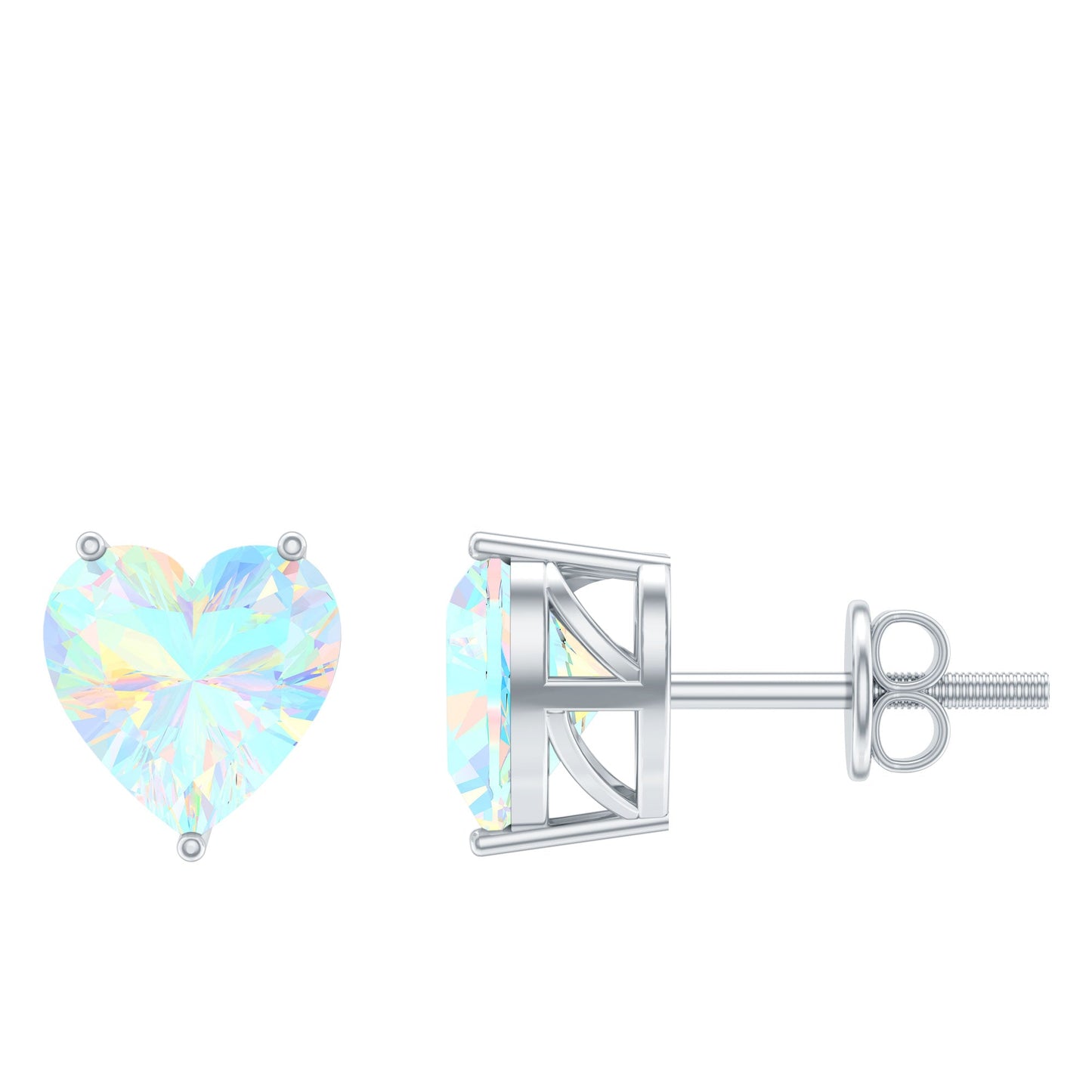 1.5 Carat Heart Shape Real Ethiopian Opal Stud Earrings