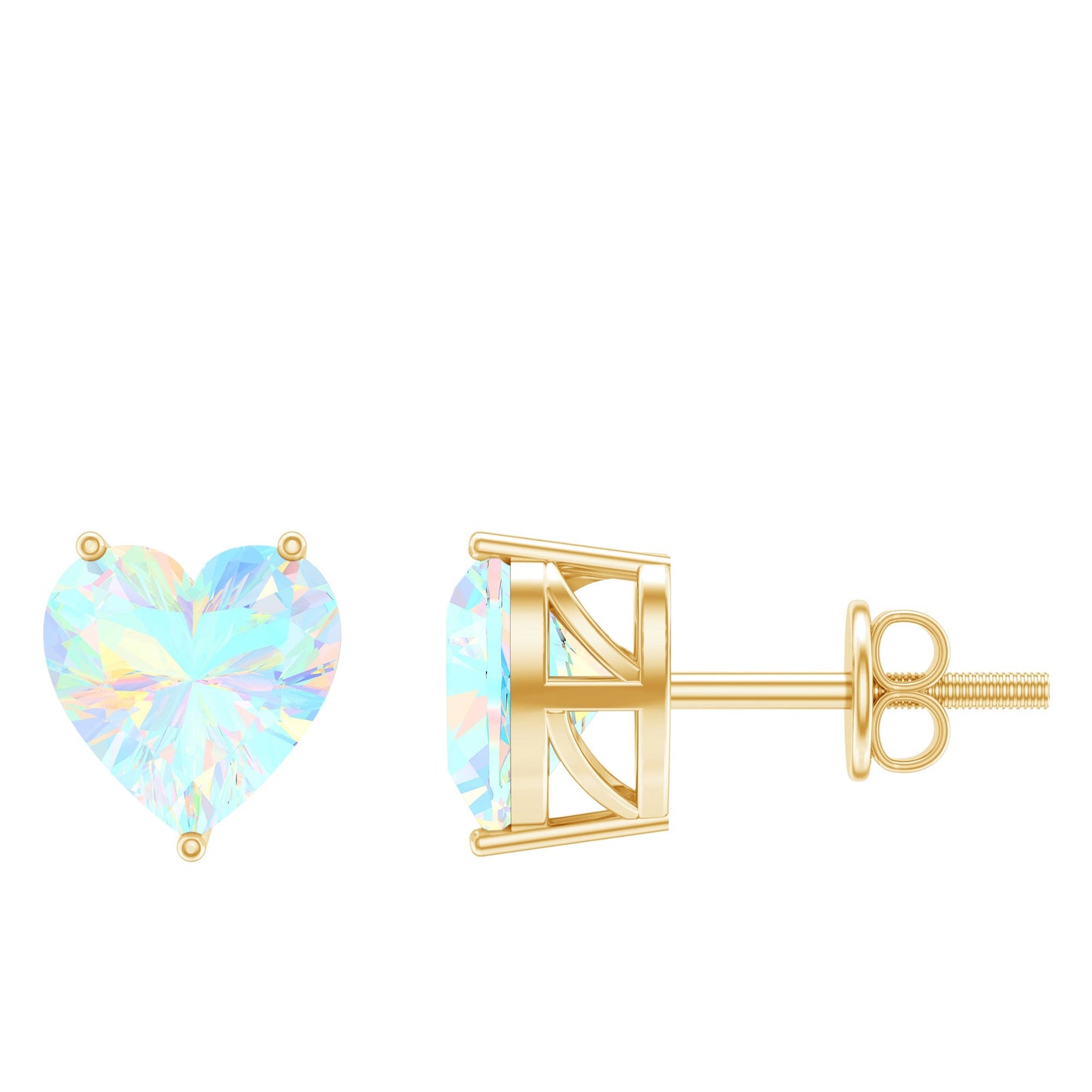 1.5 Carat Heart Shape Real Ethiopian Opal Stud Earrings