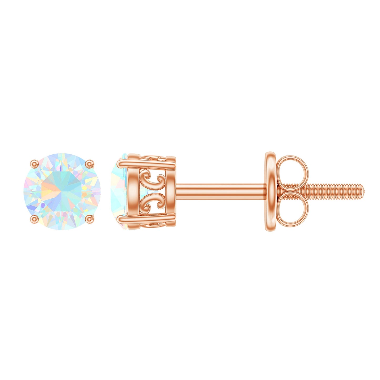 0.5 Carat Ethiopian Opal Solitaire Stud Earrings in 4 Prong Setting