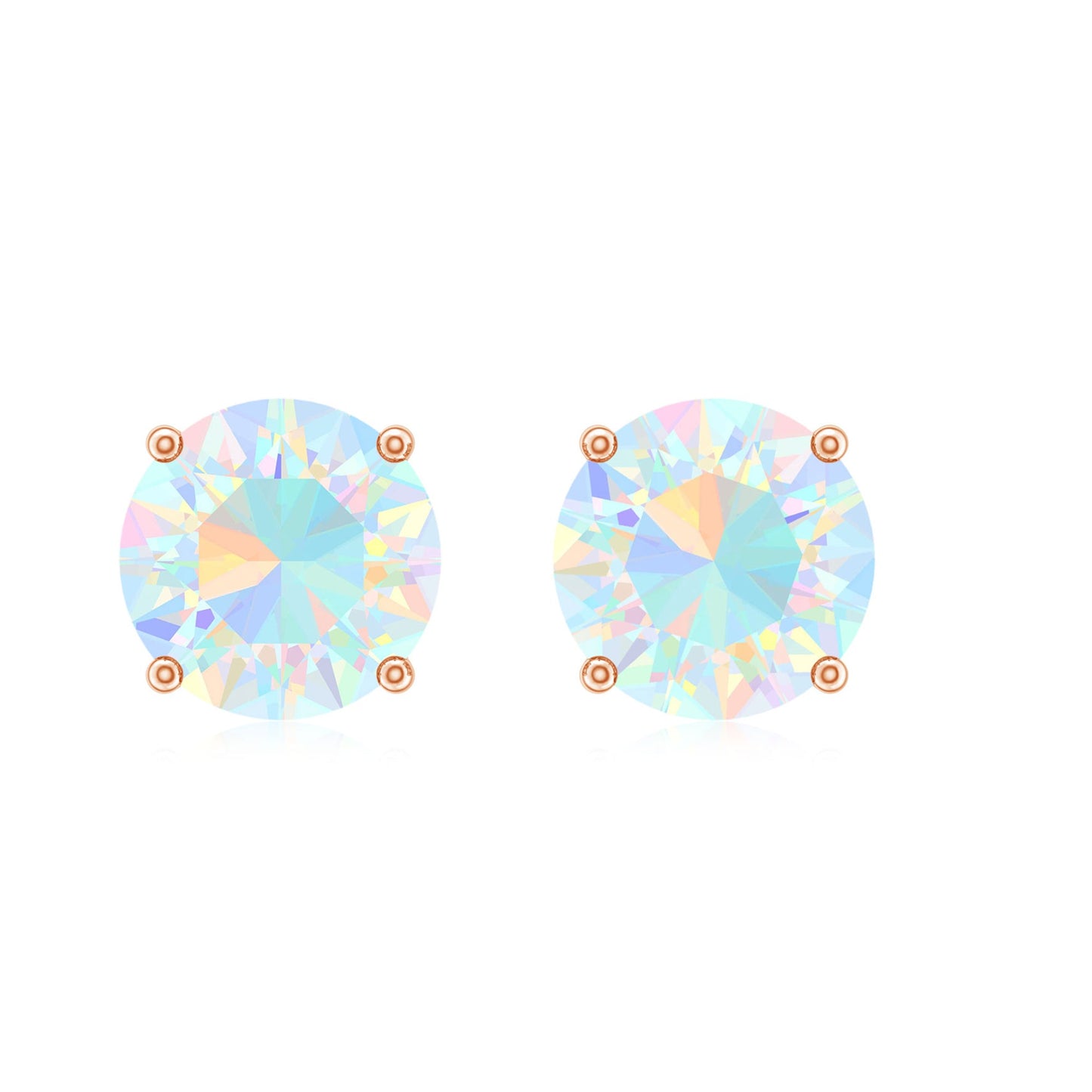 0.5 Carat Ethiopian Opal Solitaire Stud Earrings in 4 Prong Setting