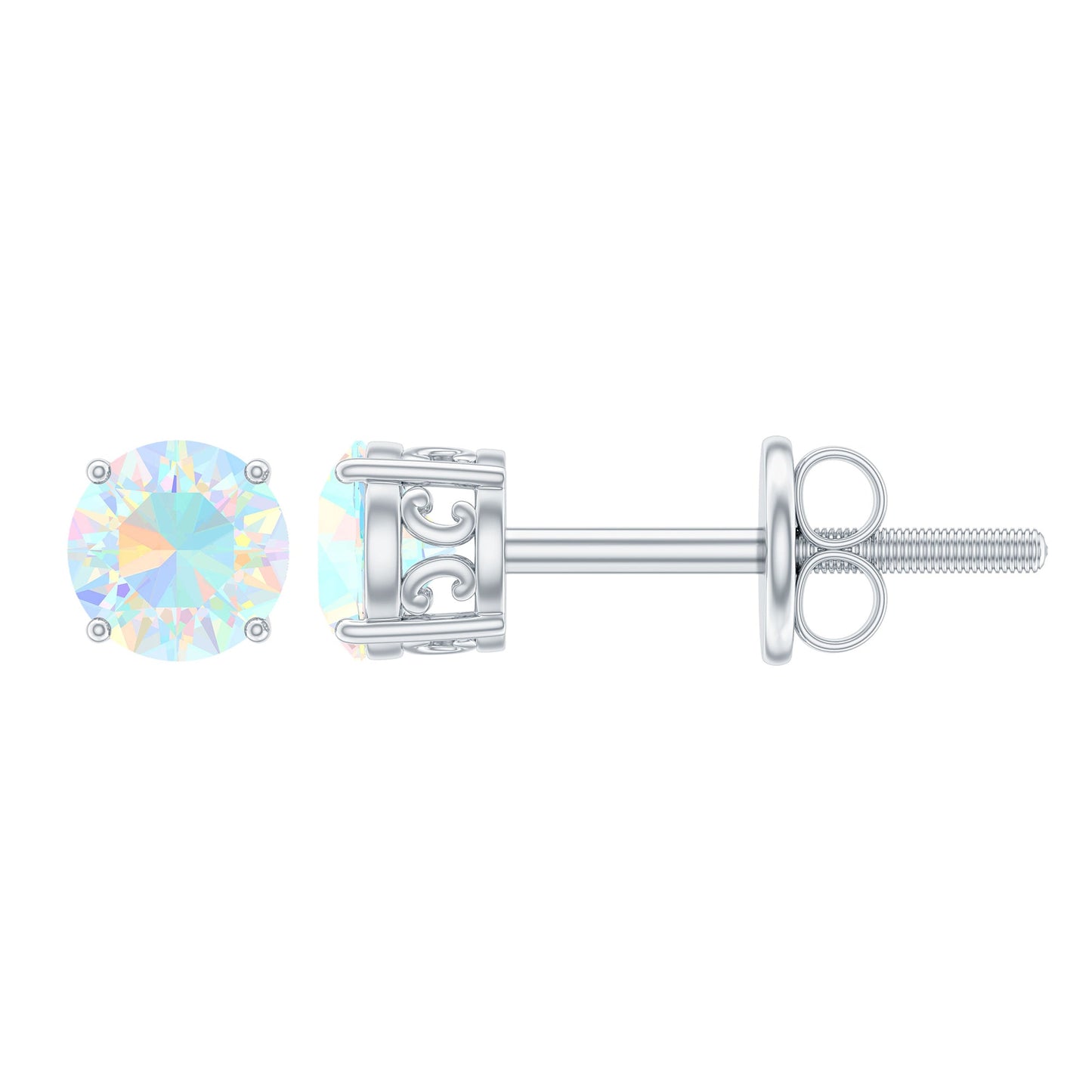 0.5 Carat Ethiopian Opal Solitaire Stud Earrings in 4 Prong Setting