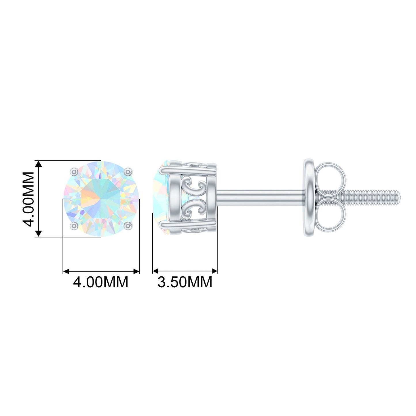 0.5 Carat Ethiopian Opal Solitaire Stud Earrings in 4 Prong Setting