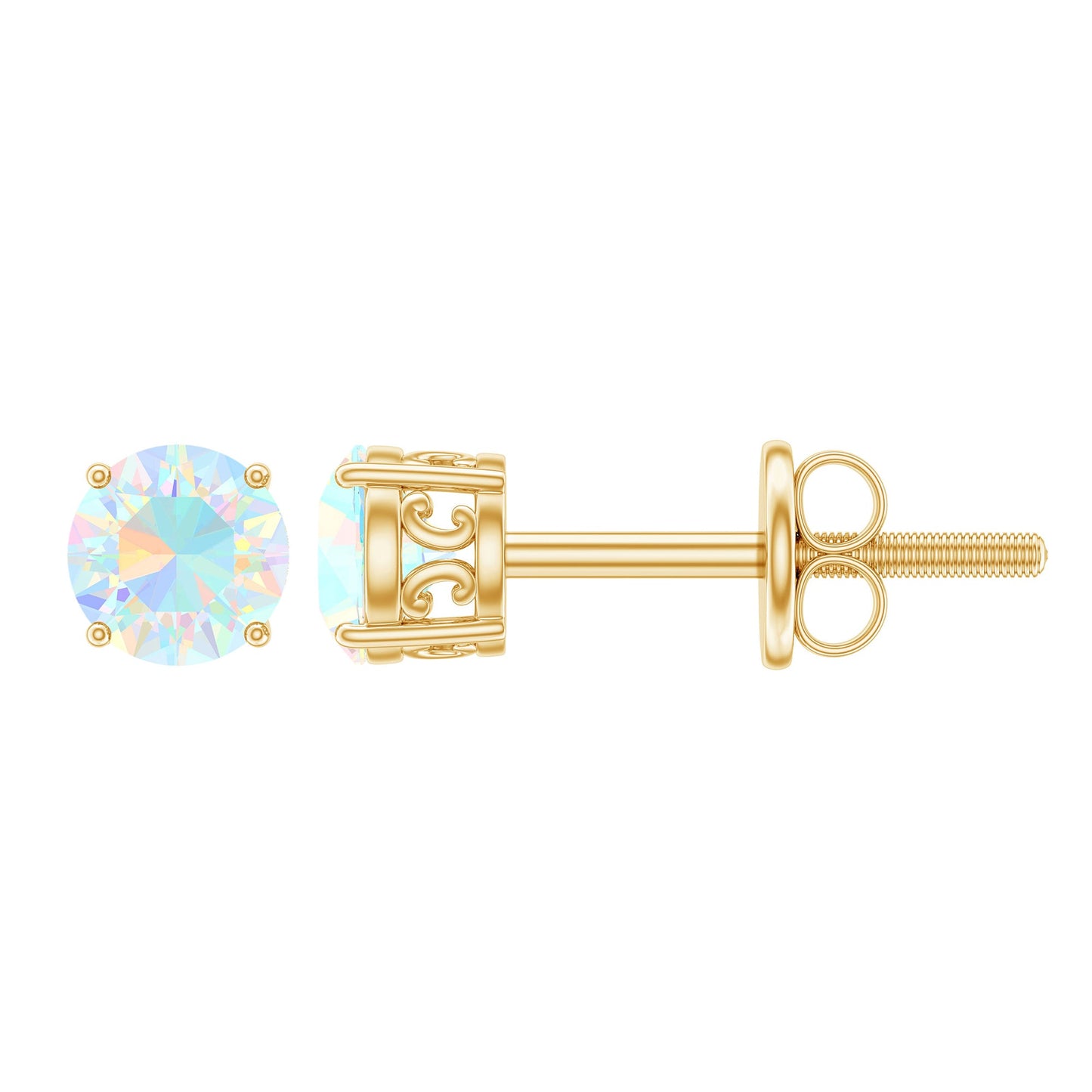 0.5 Carat Ethiopian Opal Solitaire Stud Earrings in 4 Prong Setting