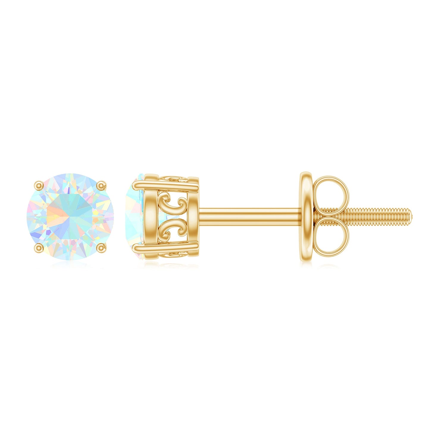 0.5 Carat Ethiopian Opal Solitaire Stud Earrings in 4 Prong Setting