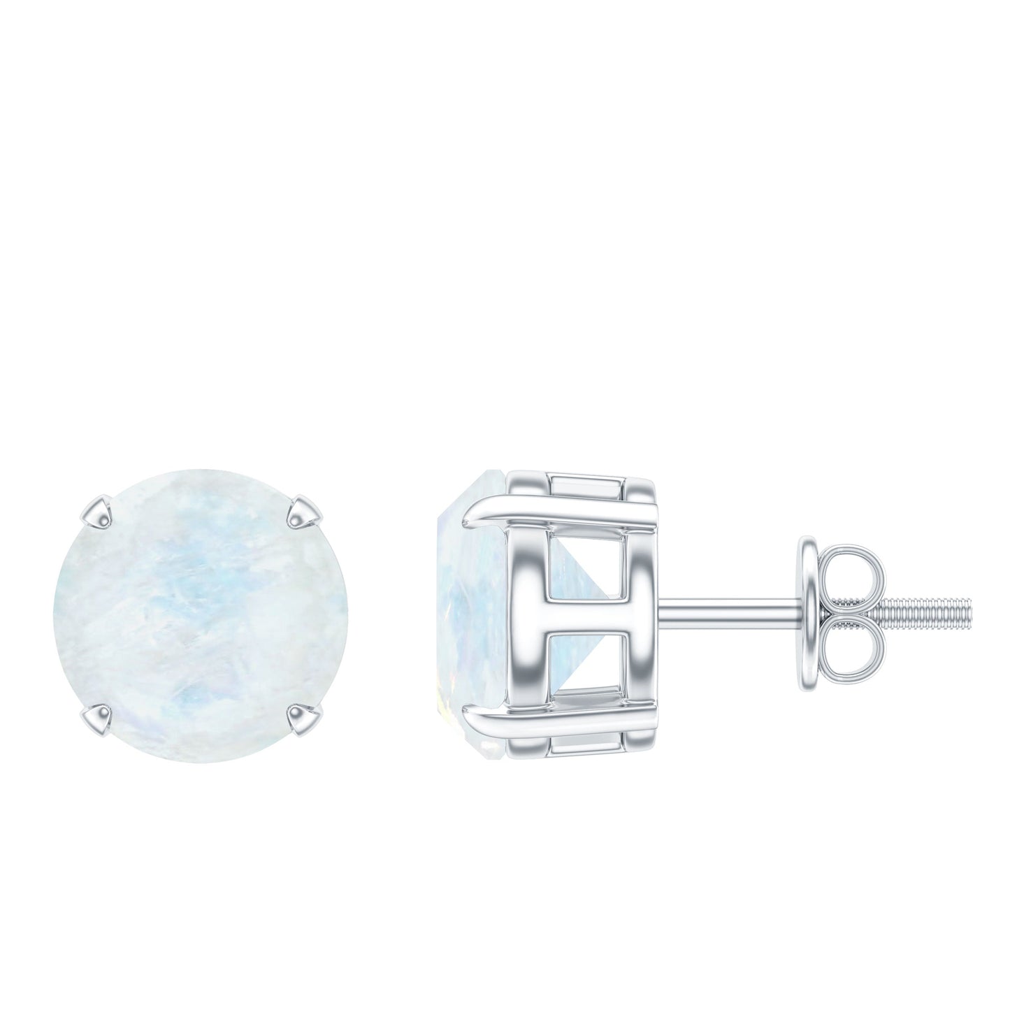 Claw Set Solitaire Moonstone Stud Earrings