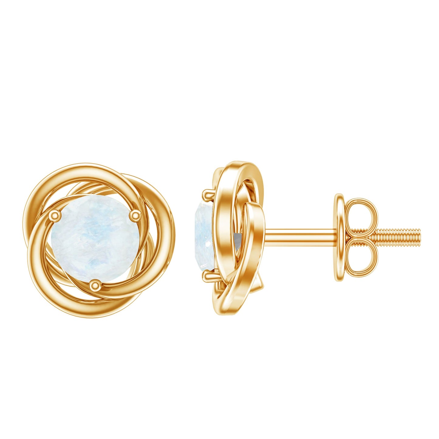 Solitaire Moonstone Swirl Stud Earrings with Certificate