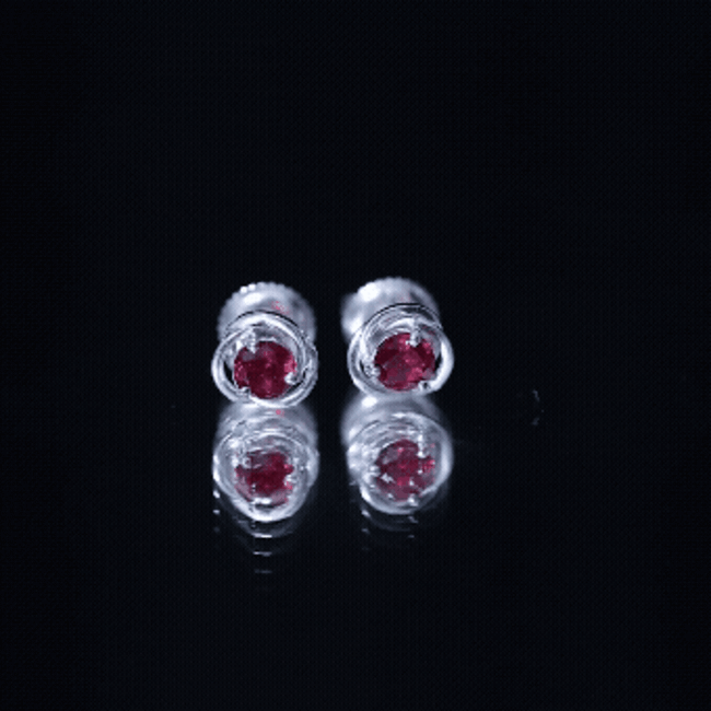 Lab Created Ruby Swirl Stud Earrings with Screw Back