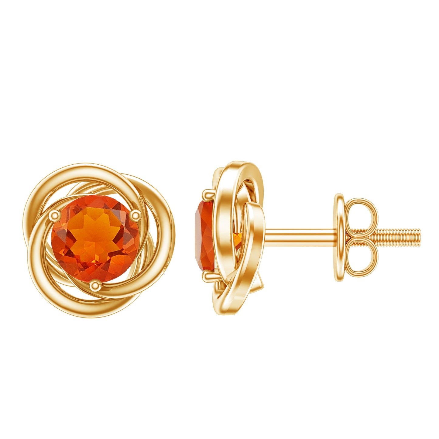 Solitaire 0.9 Carat Fire Opal Swirl Stud Earrings in 3 Prong Setting