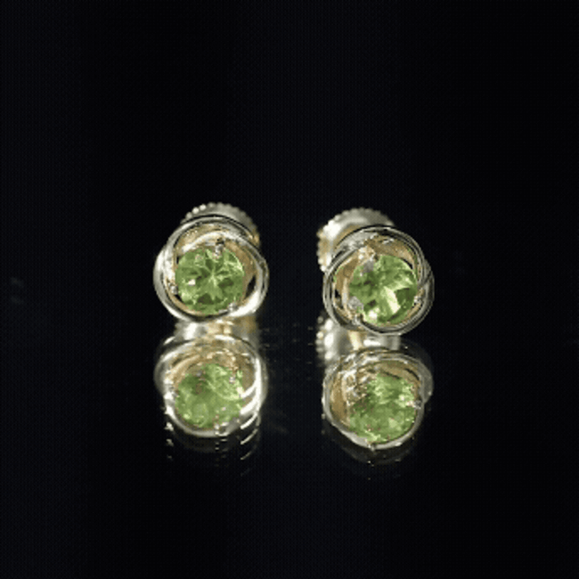 1 Carat Round Cut Peridot Swirl Stud Earrings