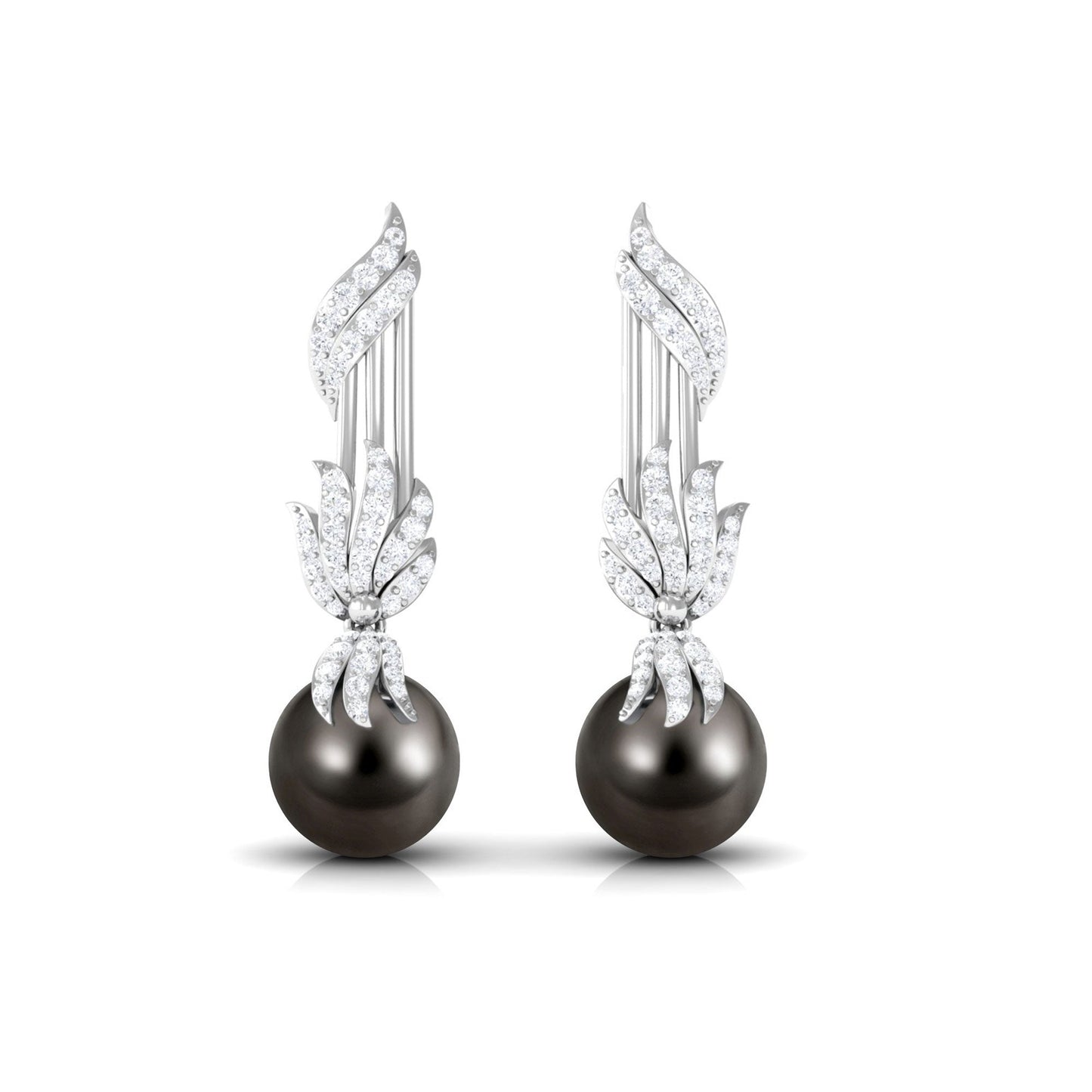 Designer 16 Carat Tahitian Pearl Dangle Earrings with Diamond
