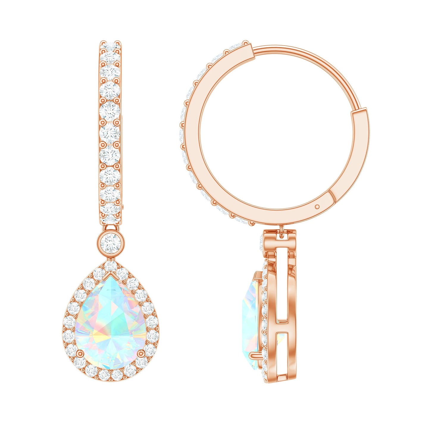 Real 1.4 Carat Ethiopian Opal Teardrop Hoop Earrings with Certificate