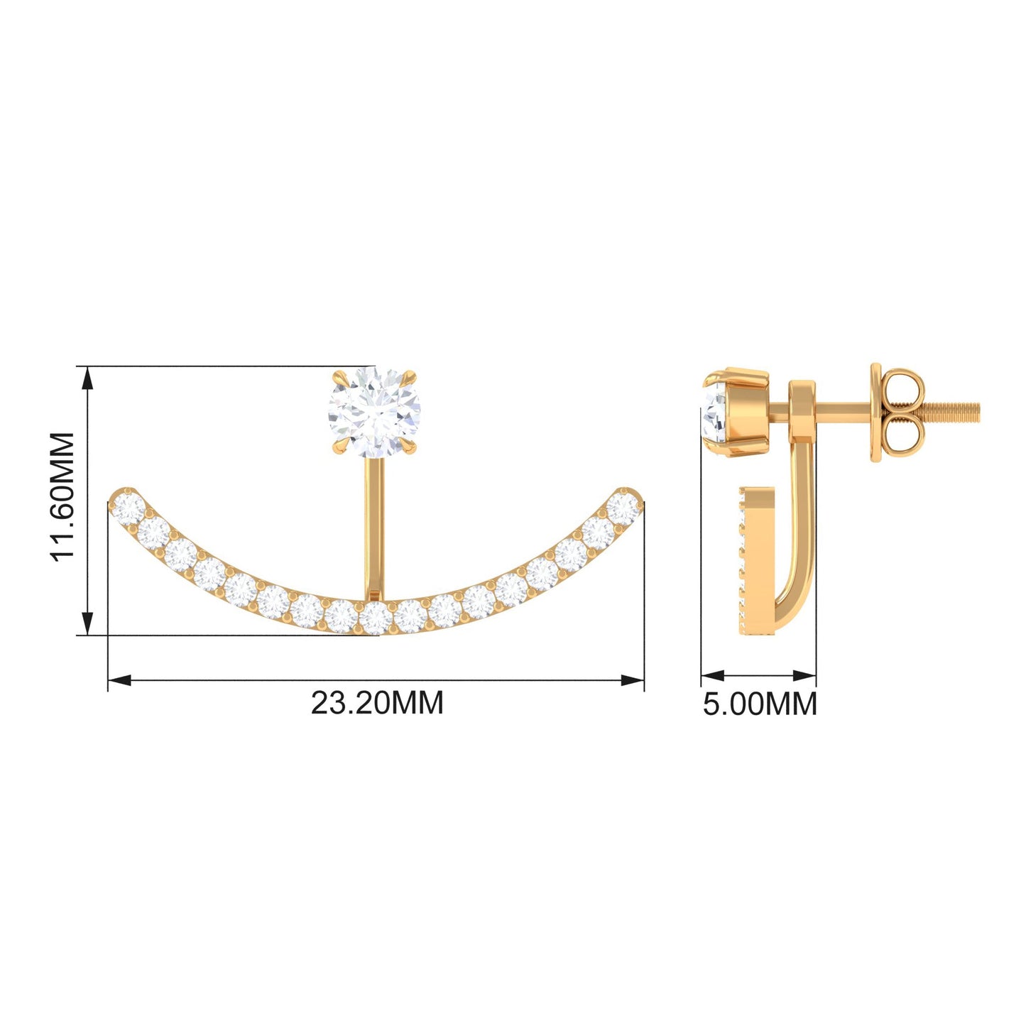 0.5 Carat Natural Diamond Classic Jacket Earrings in Prong Setting