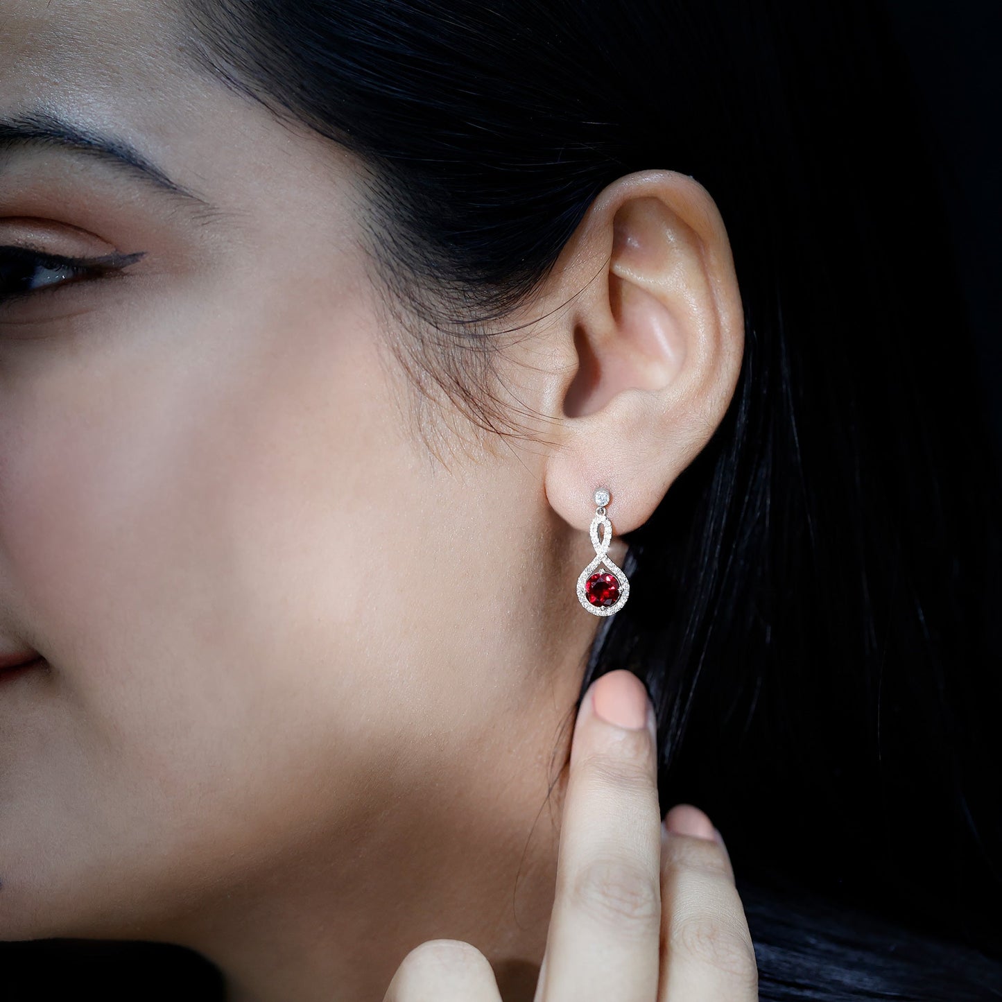 Lab Grown Ruby Diamond Drop Earrings